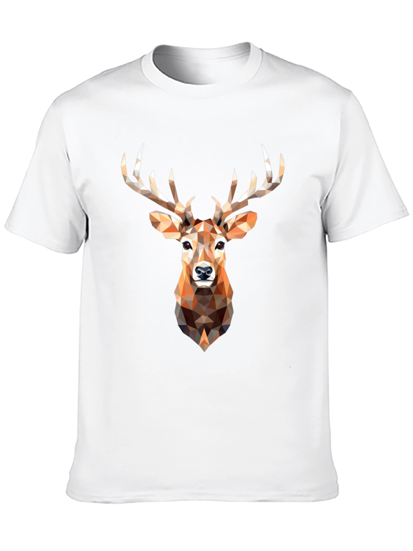 Geometric Deer Head Graphic Print Black T-Shirt