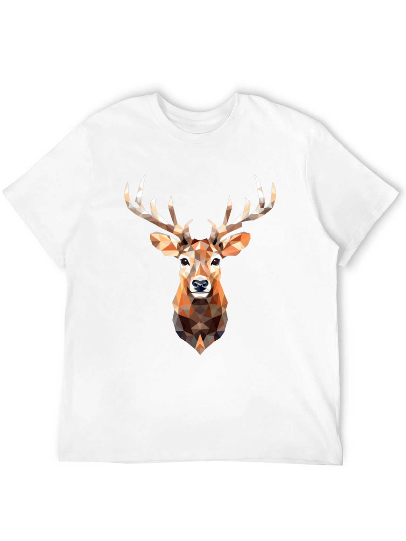 Geometric Deer Head Graphic Print Black T-Shirt