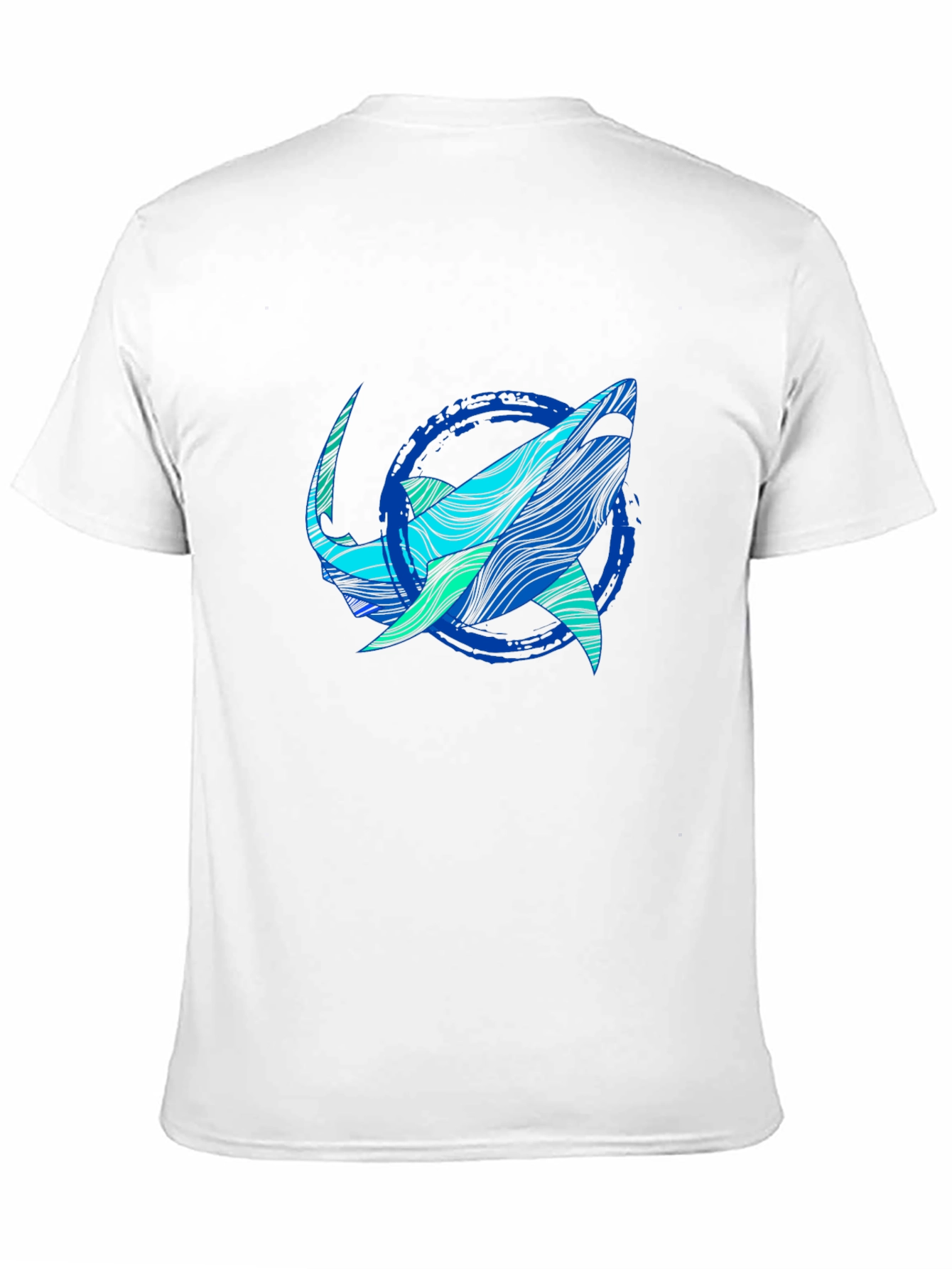 Shark Graphic Print Tee - Stylish Blue Wave Design