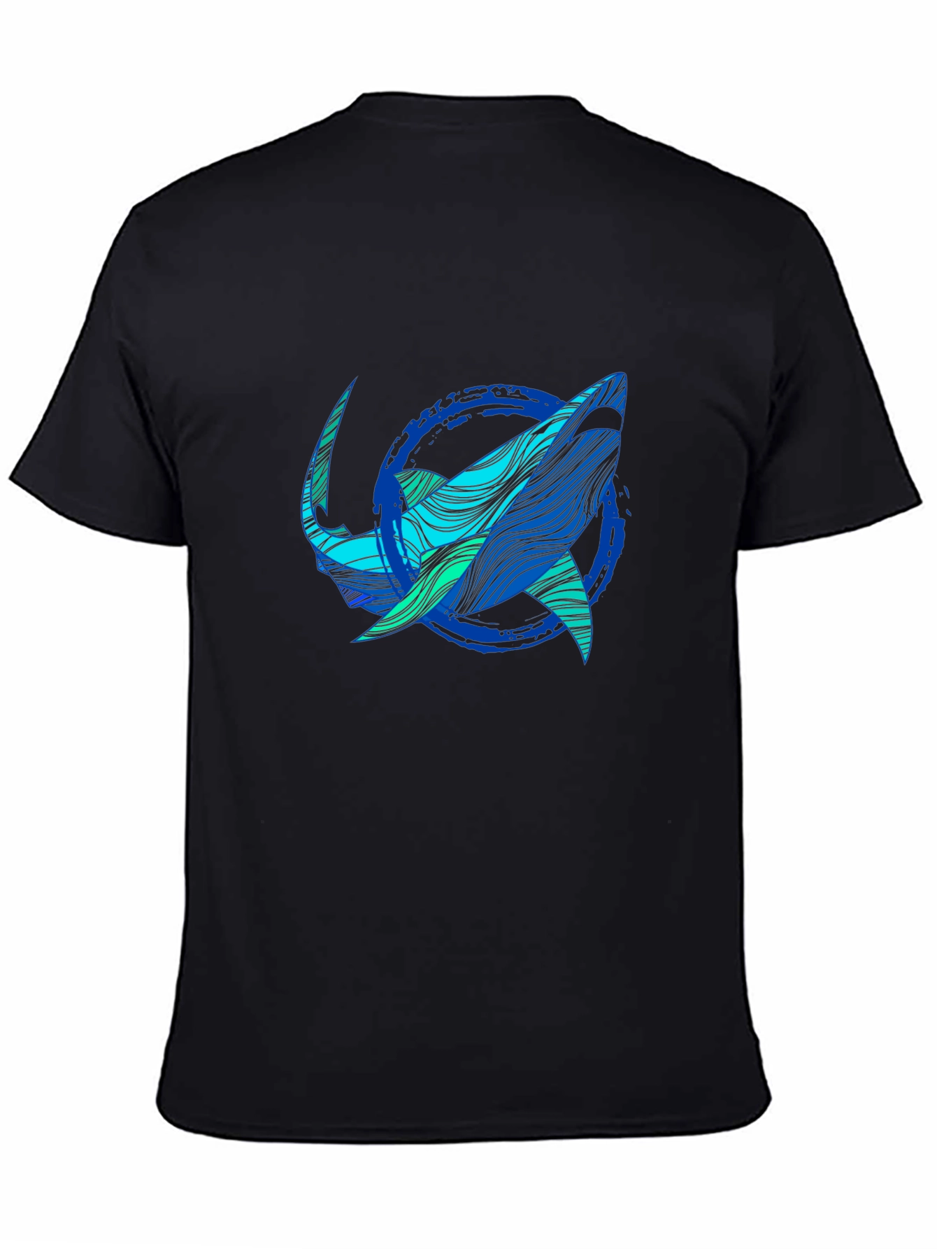Shark Graphic Print Tee - Stylish Blue Wave Design