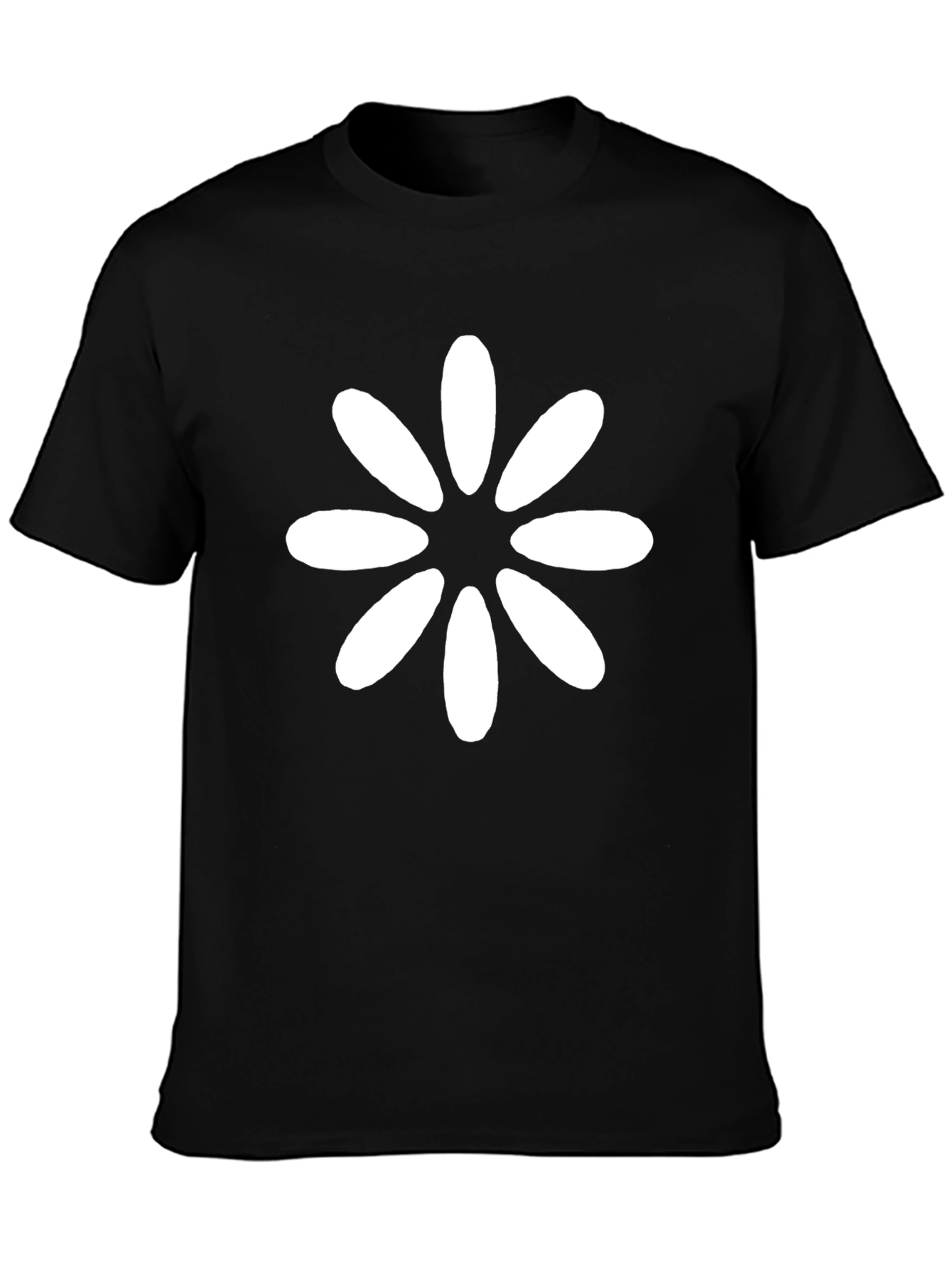 Black T-Shirt with White Flower Design