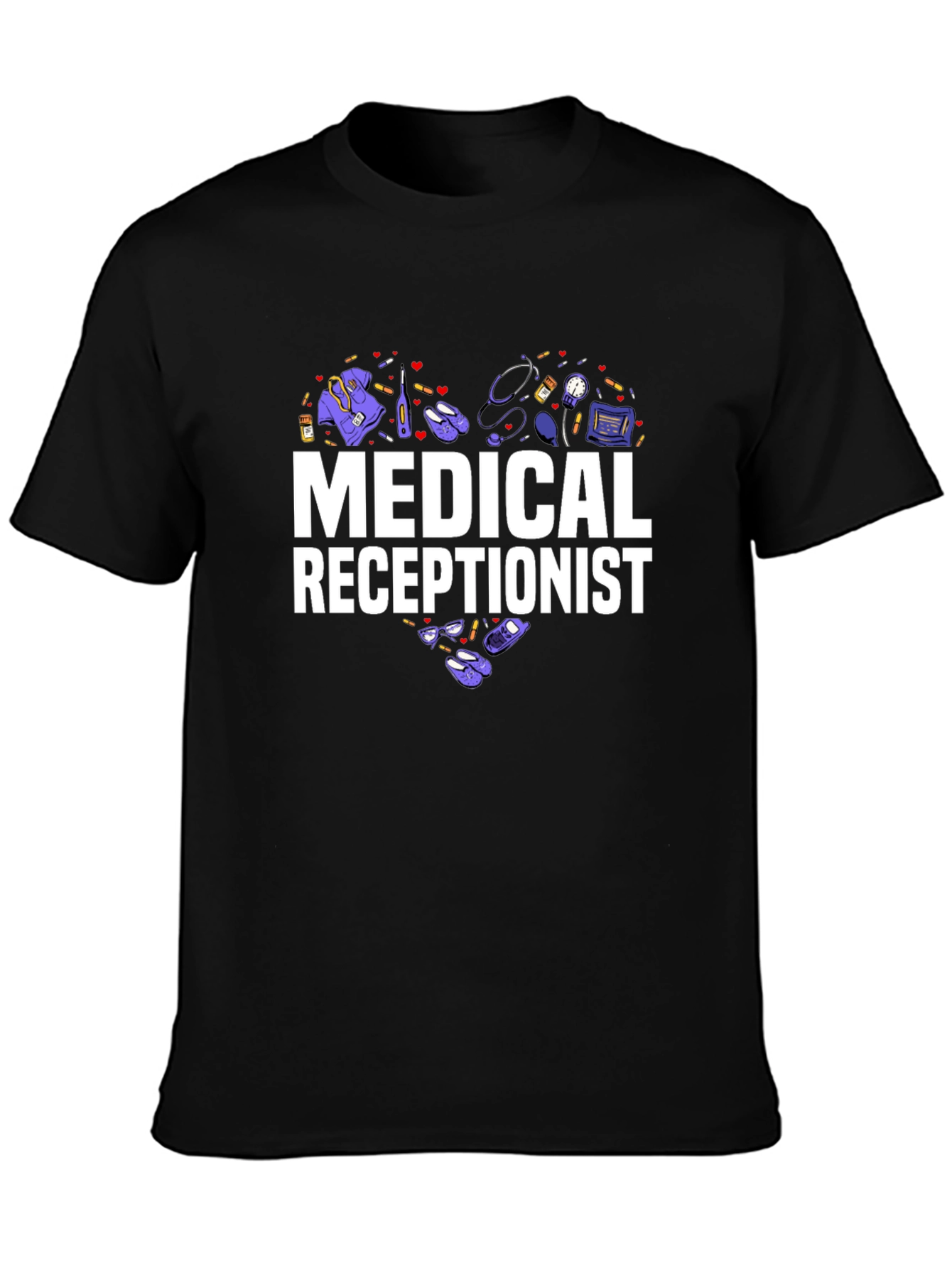 Medical Receptionist Heart Graphic T-Shirt