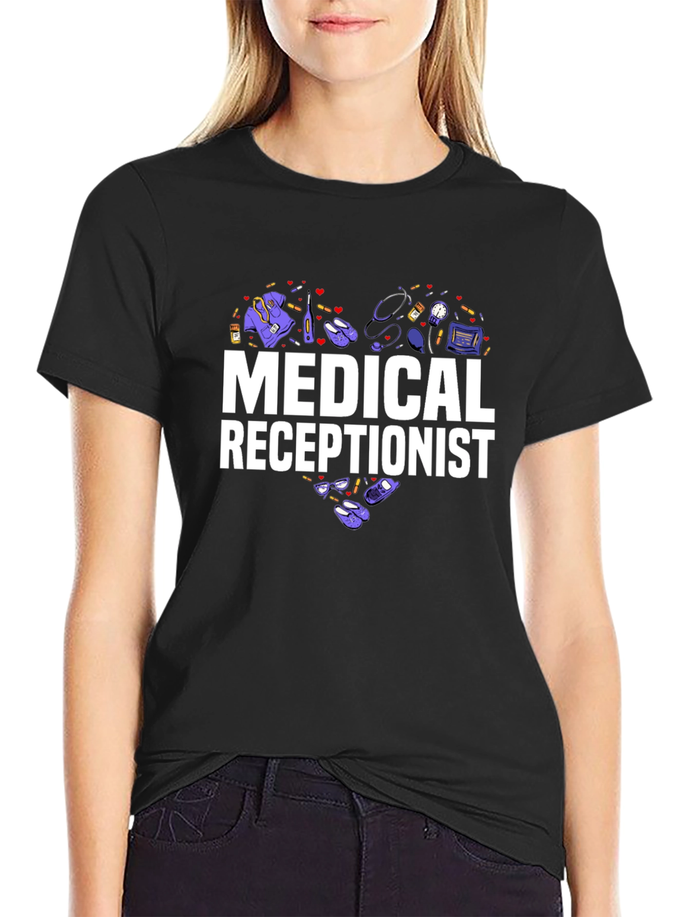 Medical Receptionist Heart Graphic T-Shirt