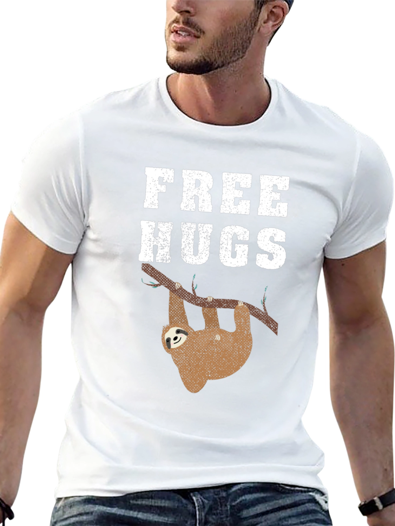Free Hugs Sloth Graphic Tee Shirt
