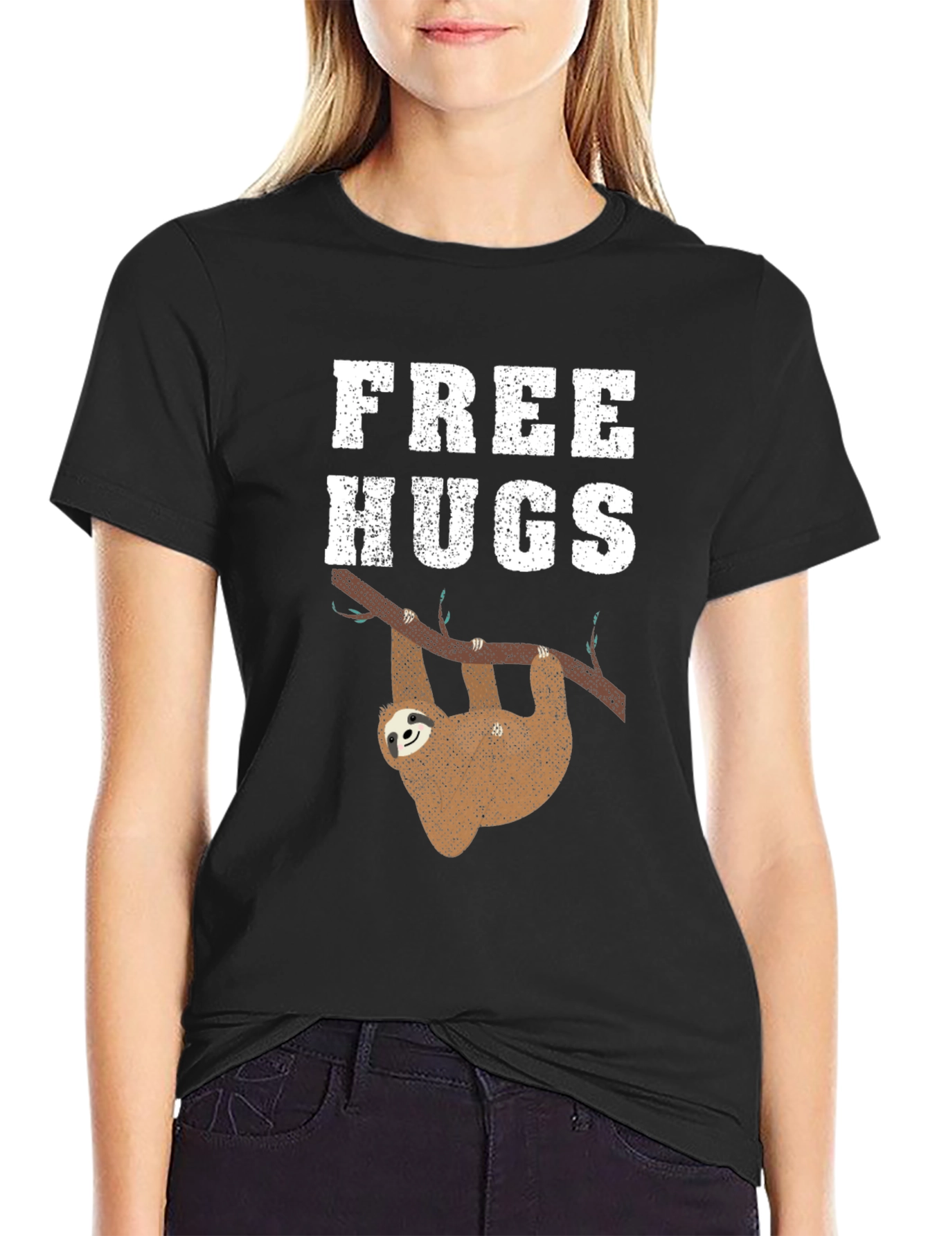 Free Hugs Sloth Graphic Tee Shirt