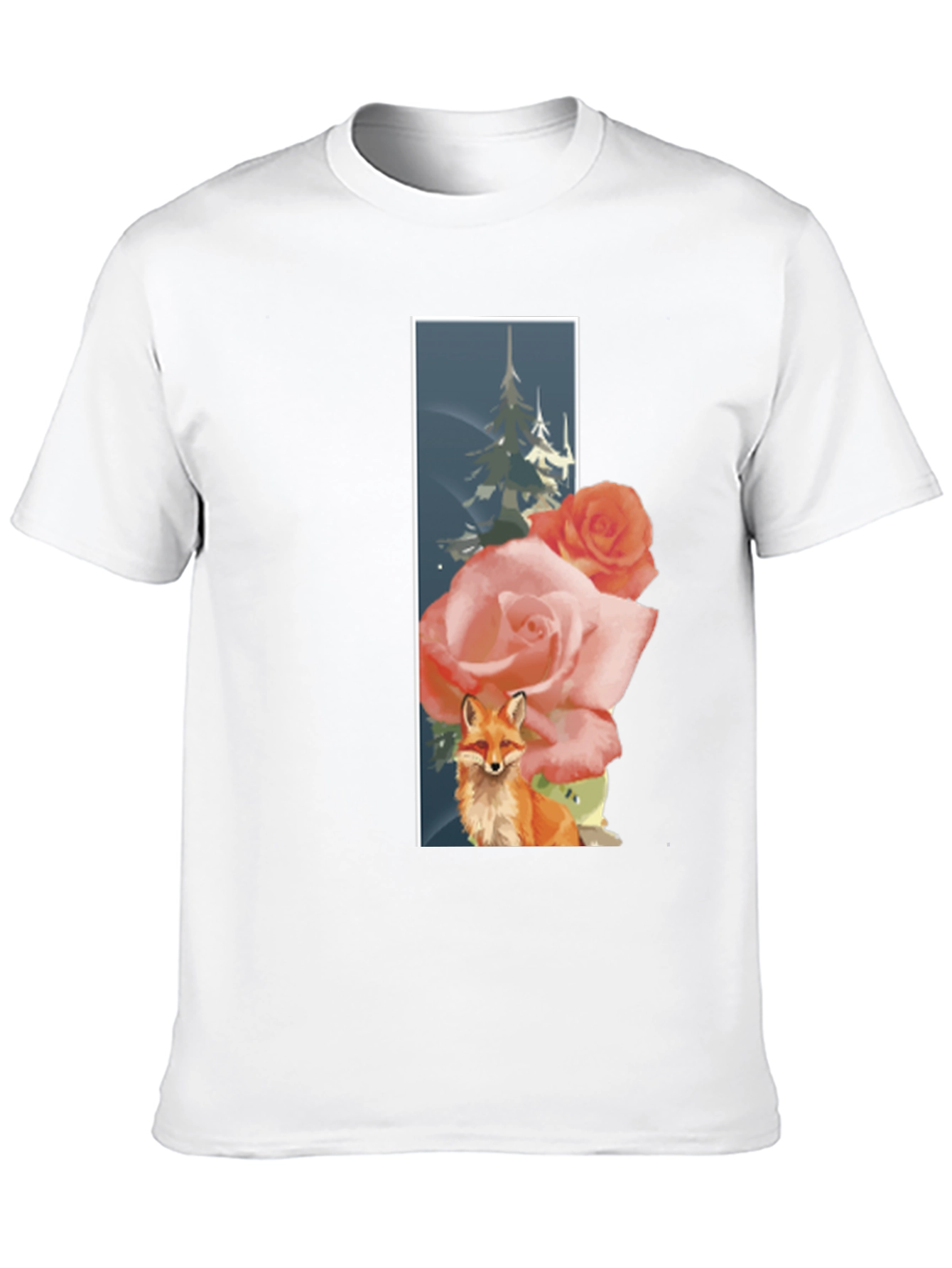 Fox & Roses Graphic T-Shirt - Nature Inspired Design