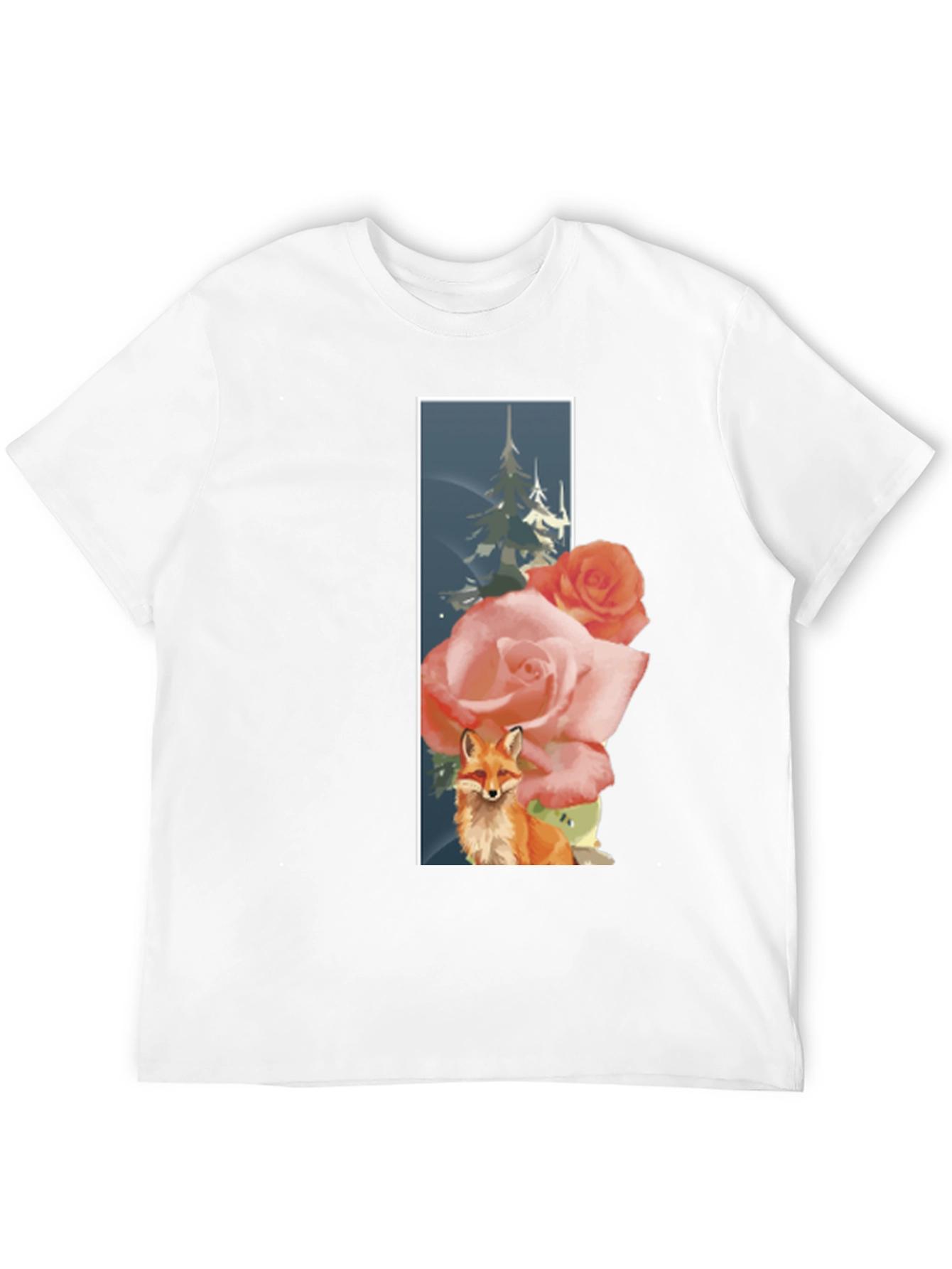Fox & Roses Graphic T-Shirt - Nature Inspired Design