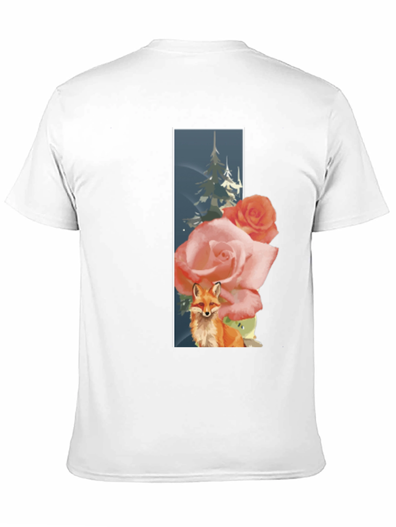 Fox & Roses Graphic T-Shirt - Nature Inspired Design