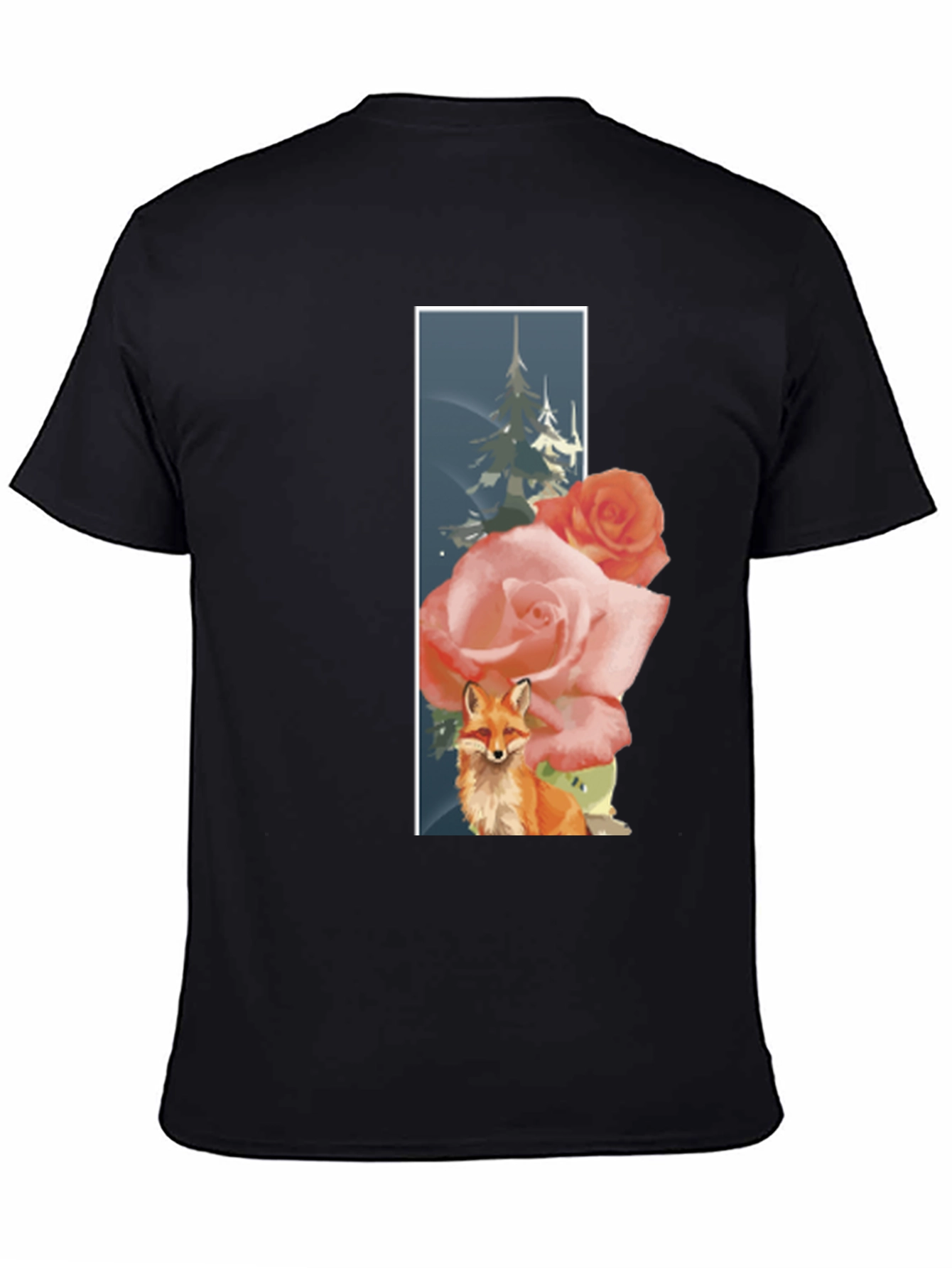 Fox & Roses Graphic T-Shirt - Nature Inspired Design