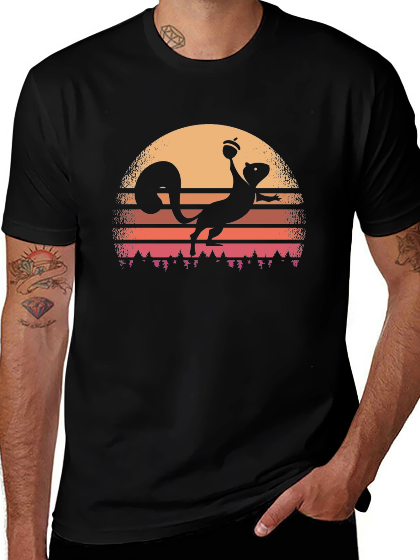 Retro Squirrel Sunset T-Shirt