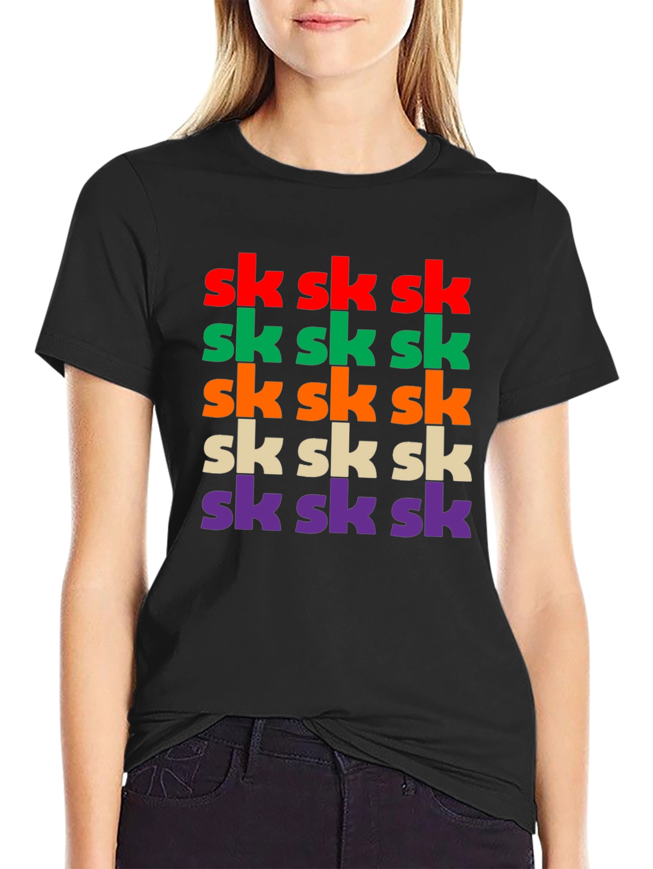 Vibrant SK Pattern Graphic T-Shirt