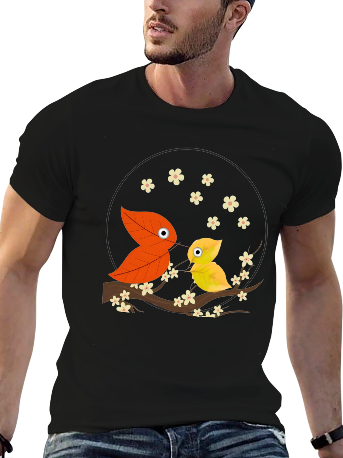 Leaf Bird Graphic Tee - Unique Nature Inspired Design