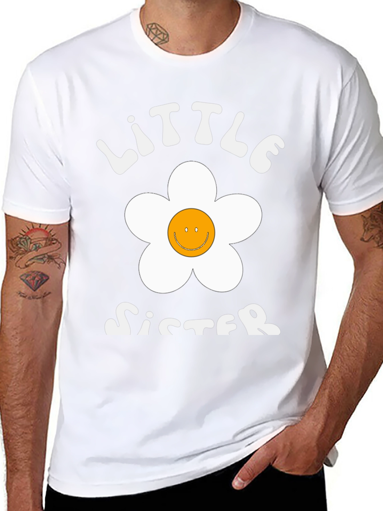 Little Sister Smiley Face Flower Graphic Tee