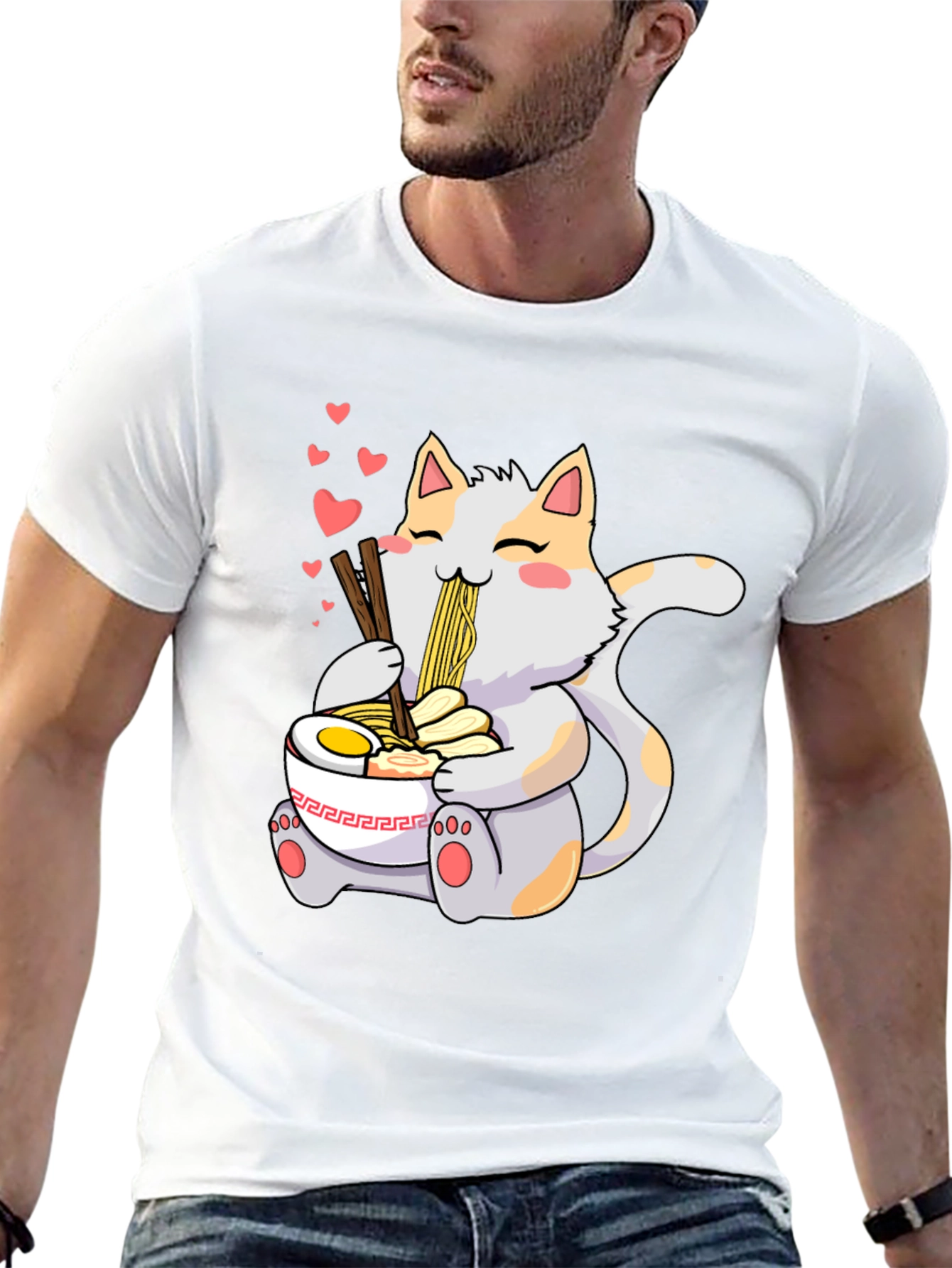 Cute Cat Ramen T-Shirt - Kawaii Anime Style