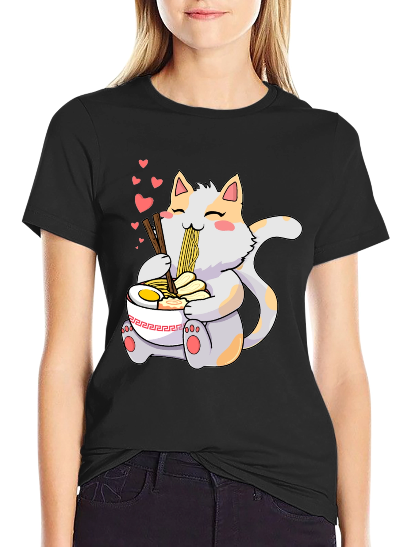 Cute Cat Ramen T-Shirt - Kawaii Anime Style