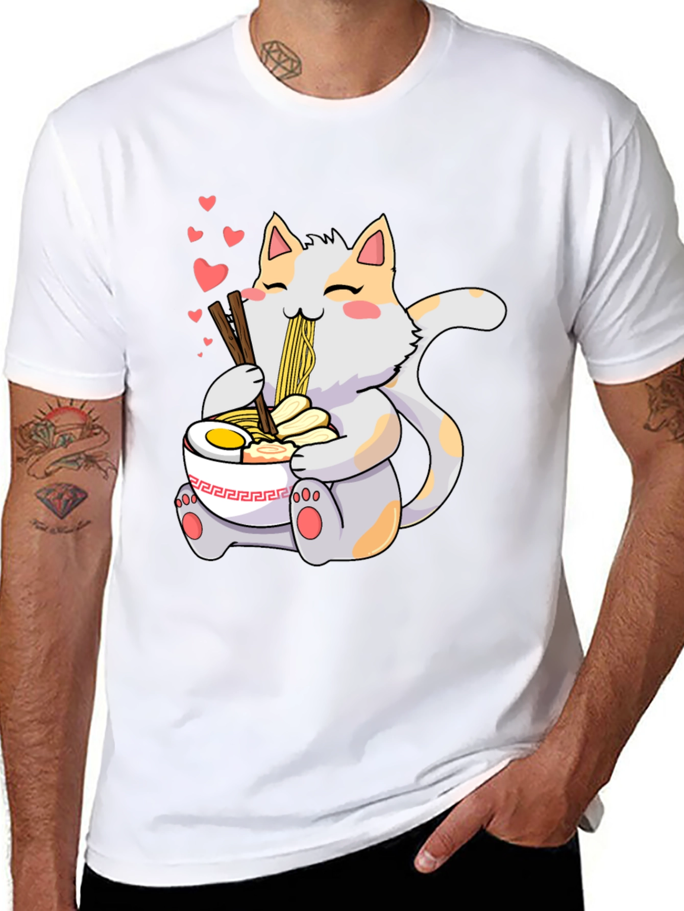 Cute Cat Ramen T-Shirt - Kawaii Anime Style