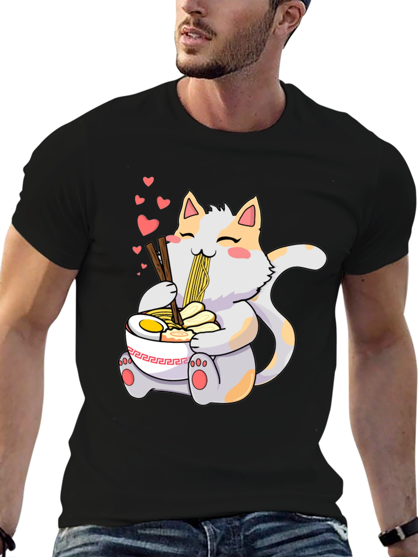 Cute Cat Ramen T-Shirt - Kawaii Anime Style