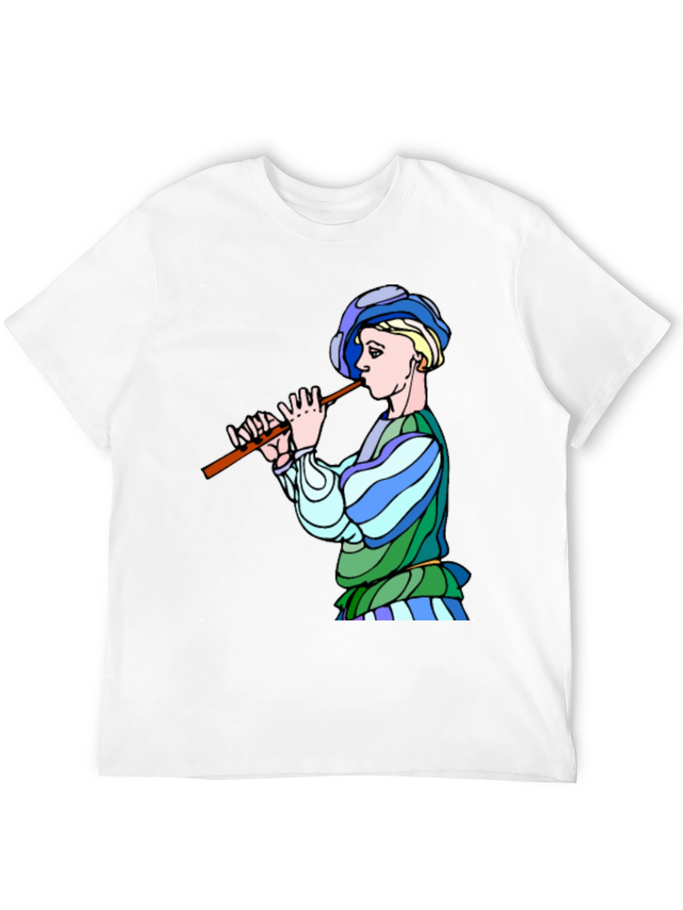 Medieval Flute Player Graphic Tee - Black