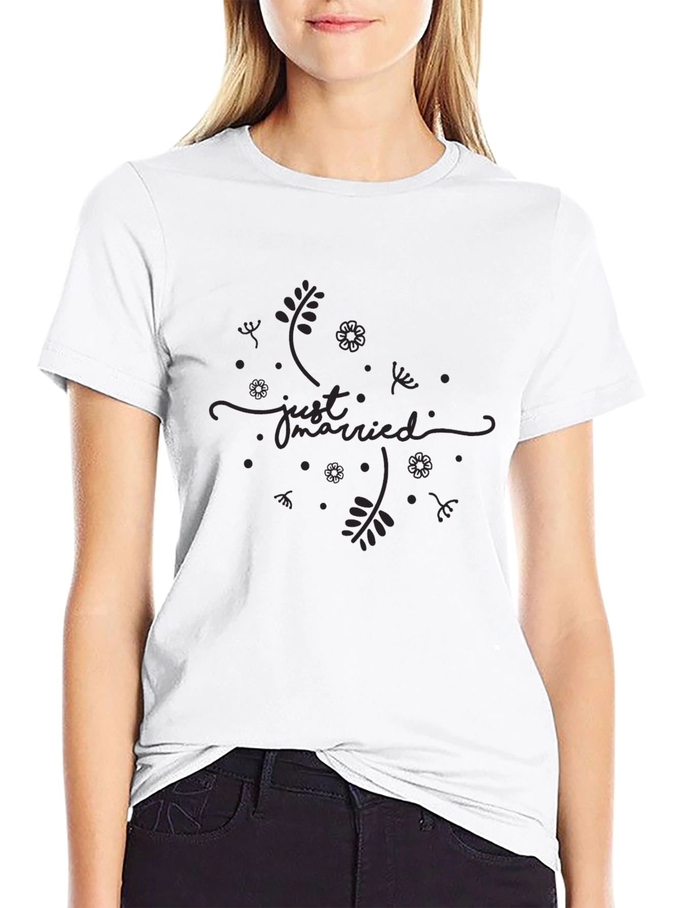 Just Married Graphic Tee - Black Casual Top