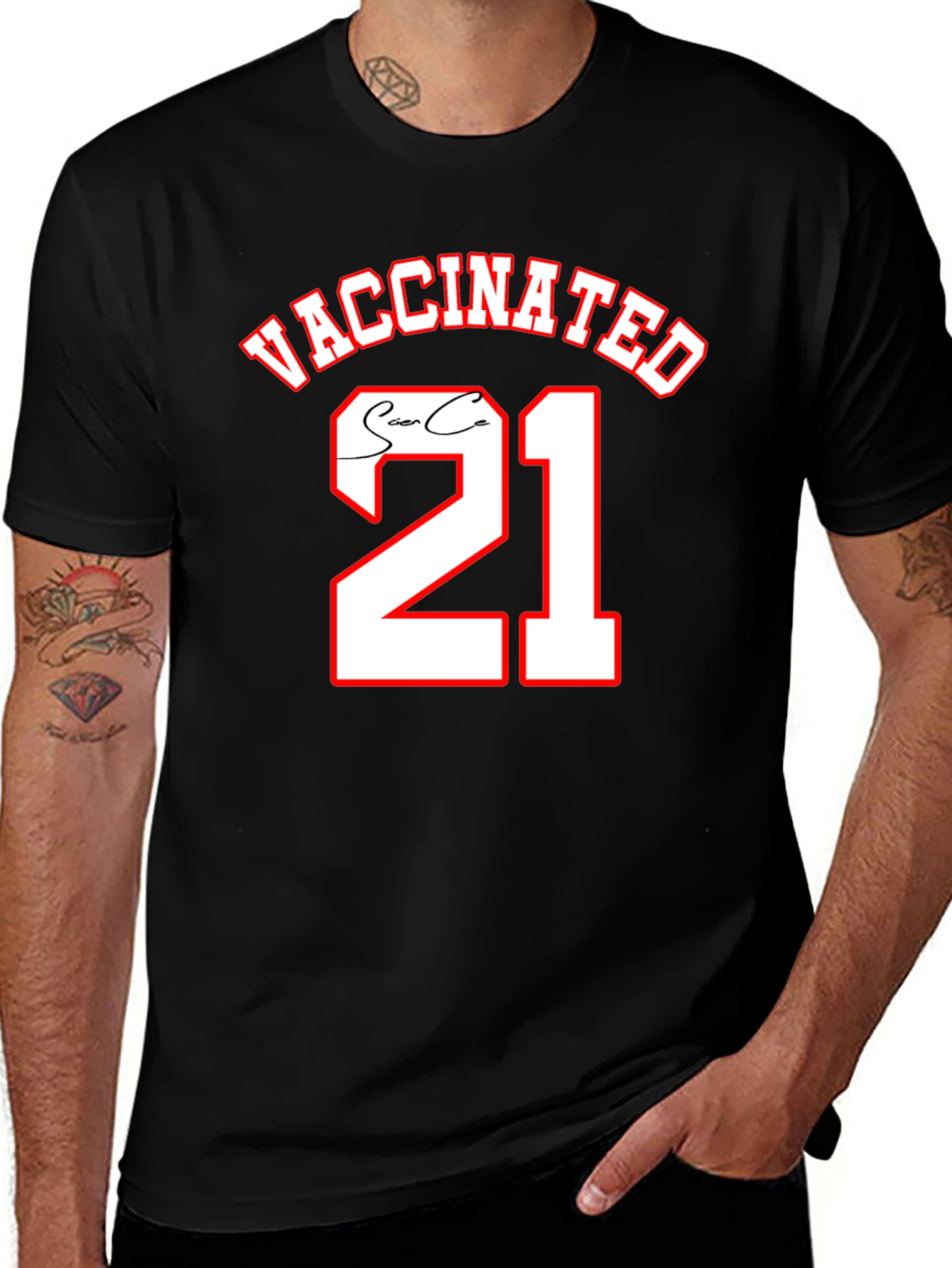 Vaccinated 21 Black T-Shirt
