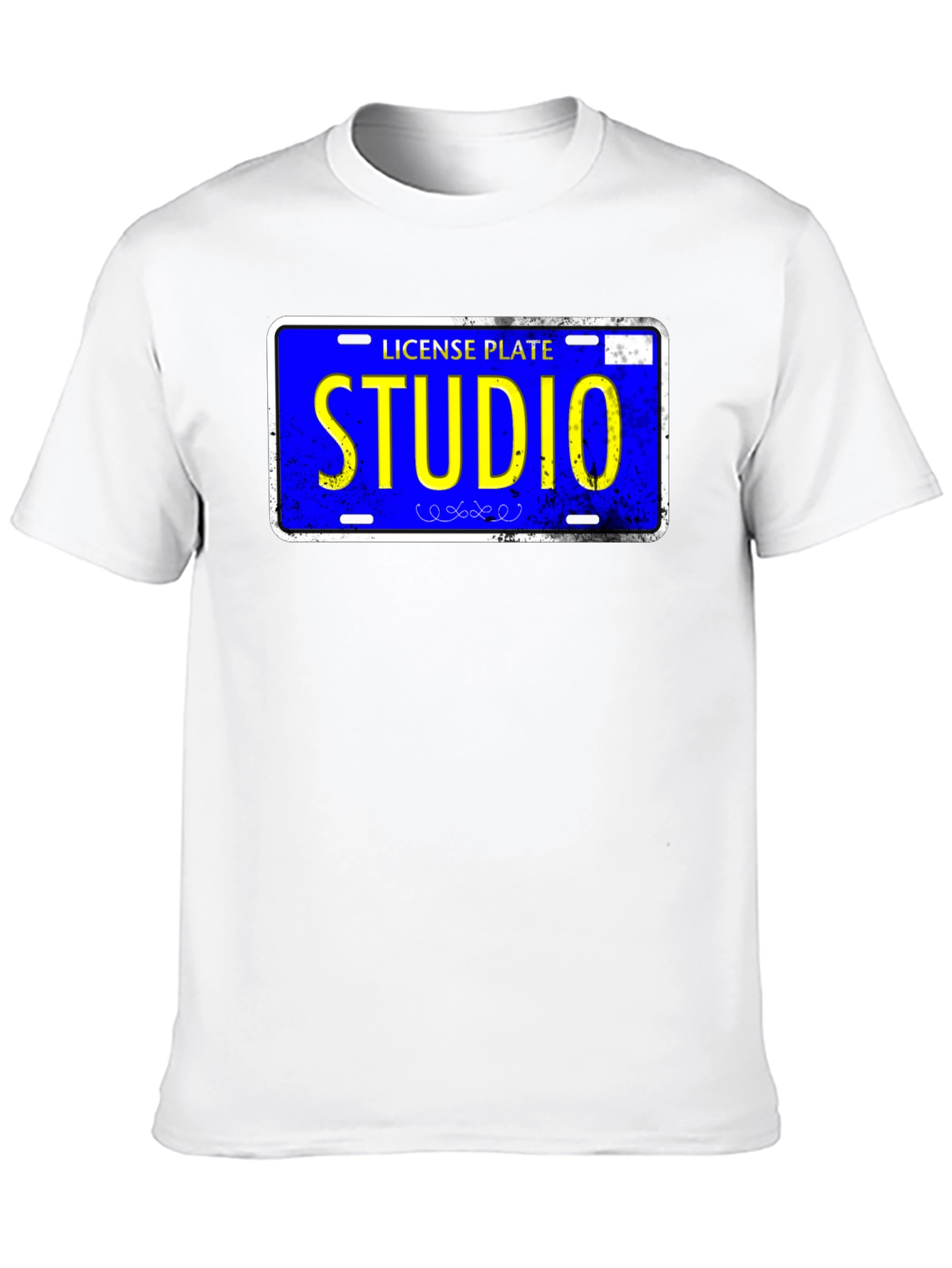 Studio License Plate Graphic Tee - Novelty T-Shirt