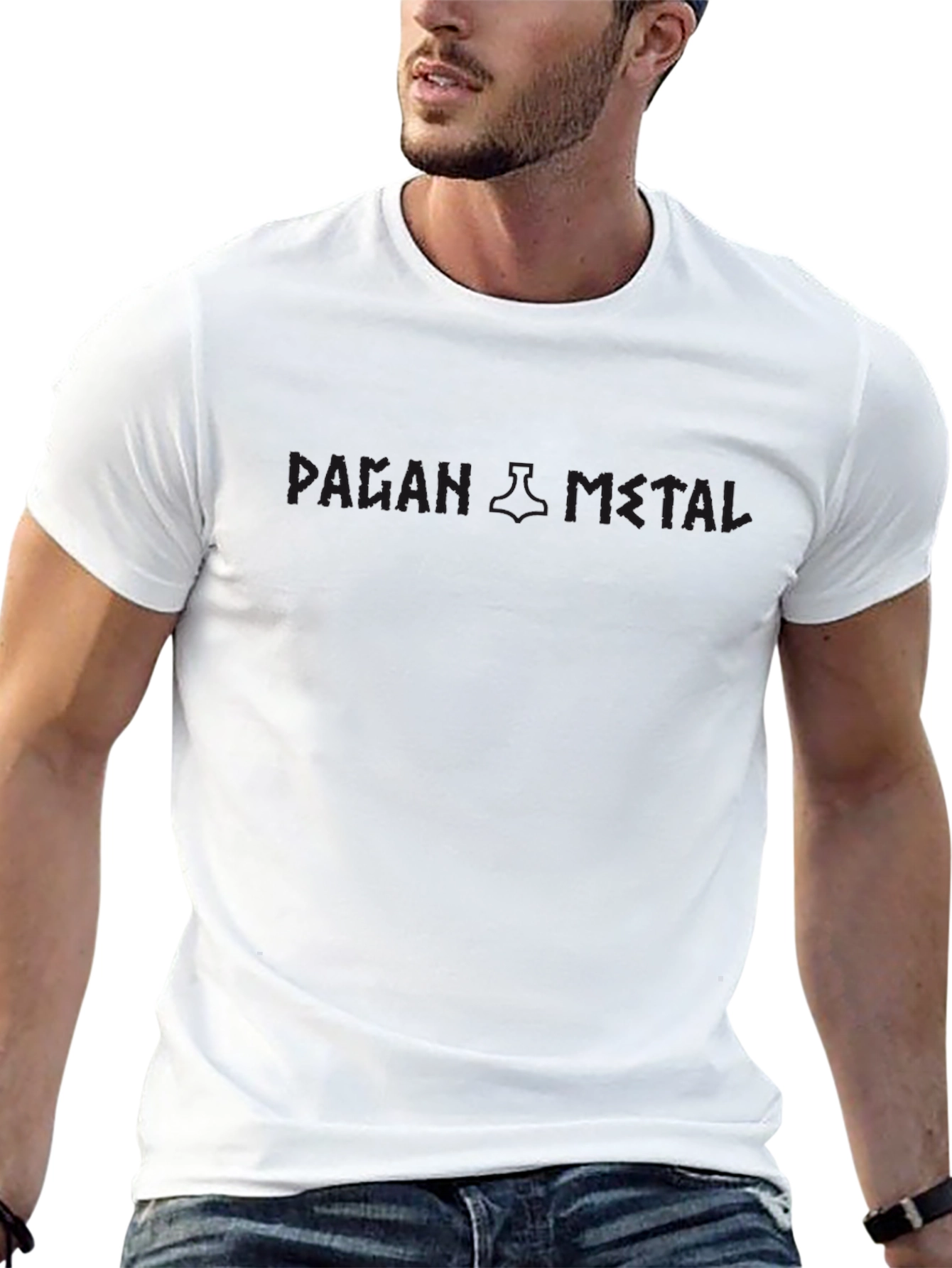 Black Graphic T-Shirt with Rune Detail