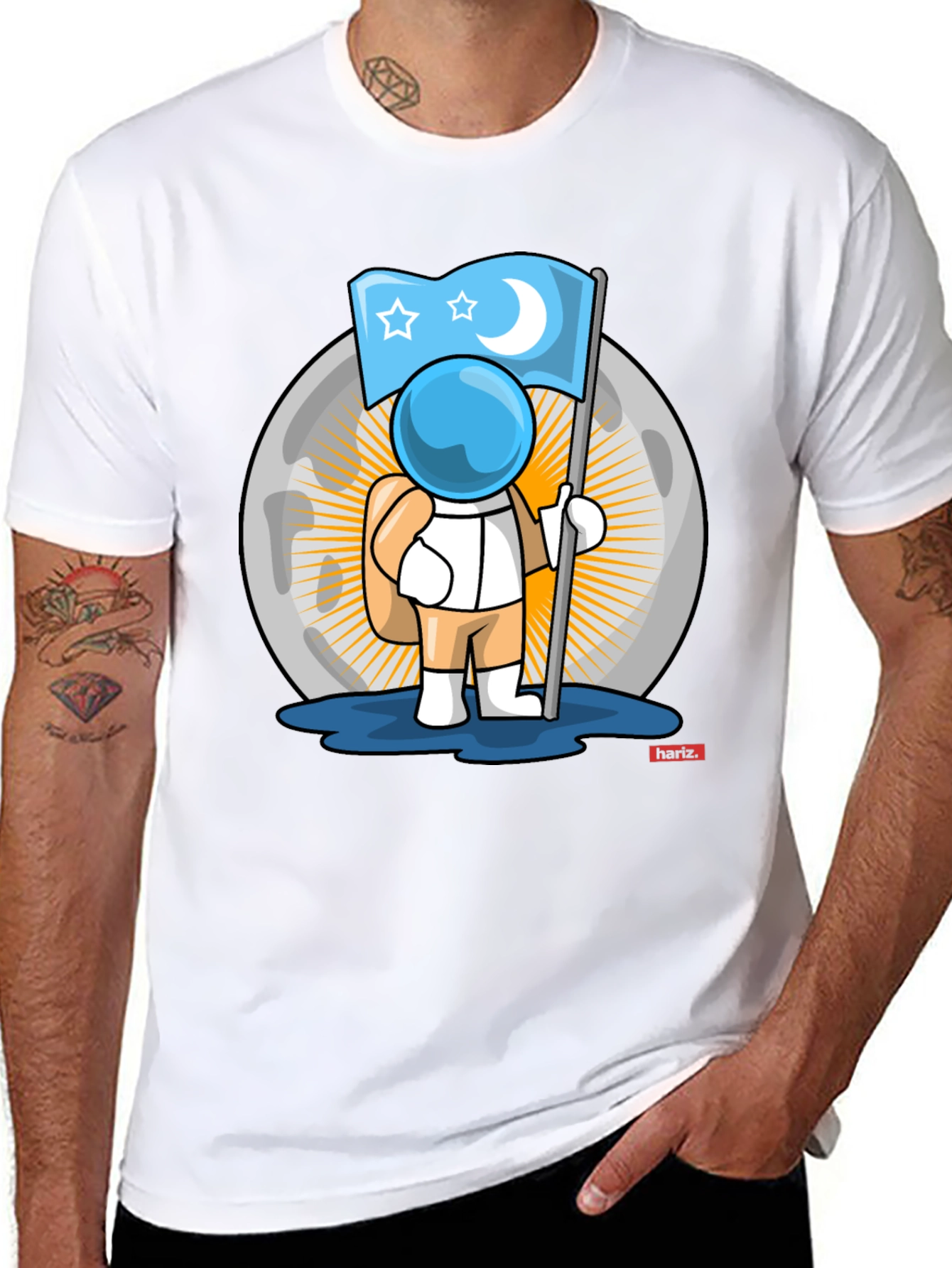 Astronaut Moon Landing Graphic Tee - Unique Design
