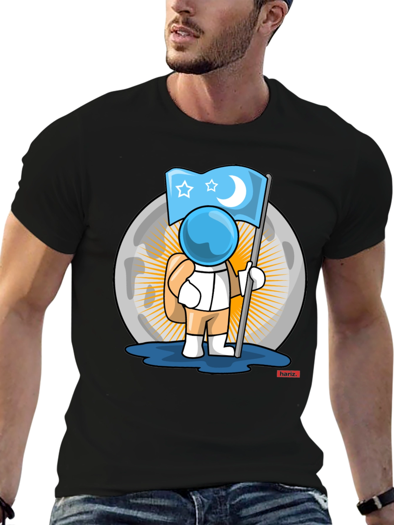 Astronaut Moon Landing Graphic Tee - Unique Design