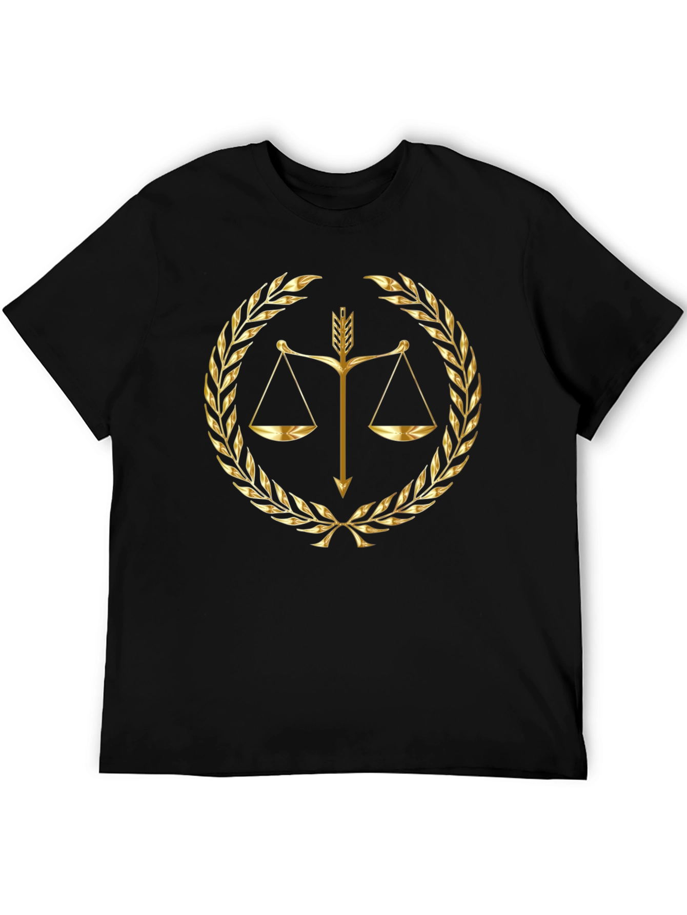 Scales of Justice Gold Print Black T-Shirt