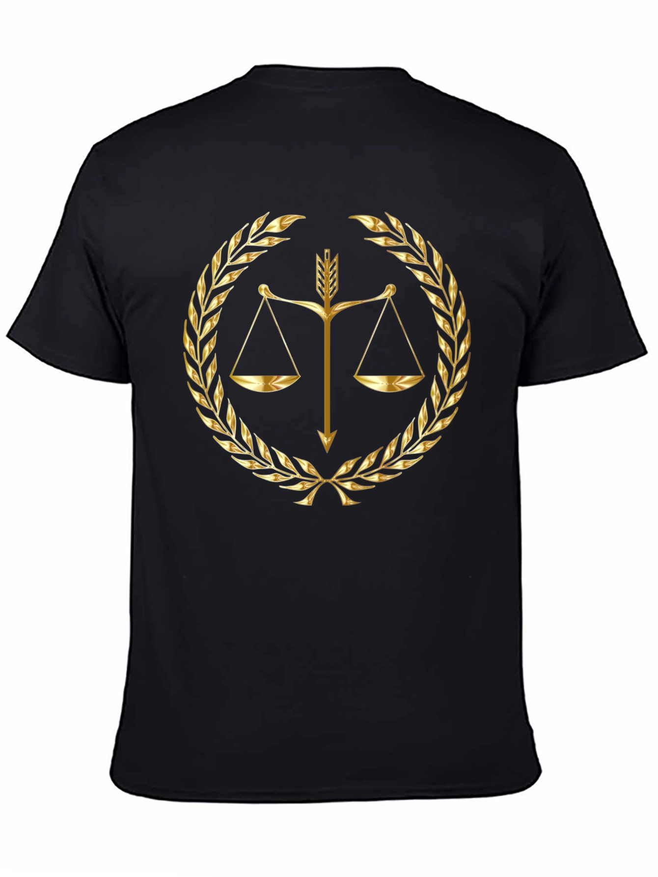 Scales of Justice Gold Print Black T-Shirt