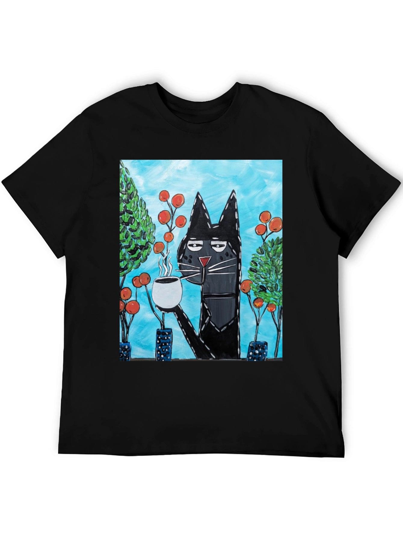 Cool Cat Sipping Coffee T-Shirt