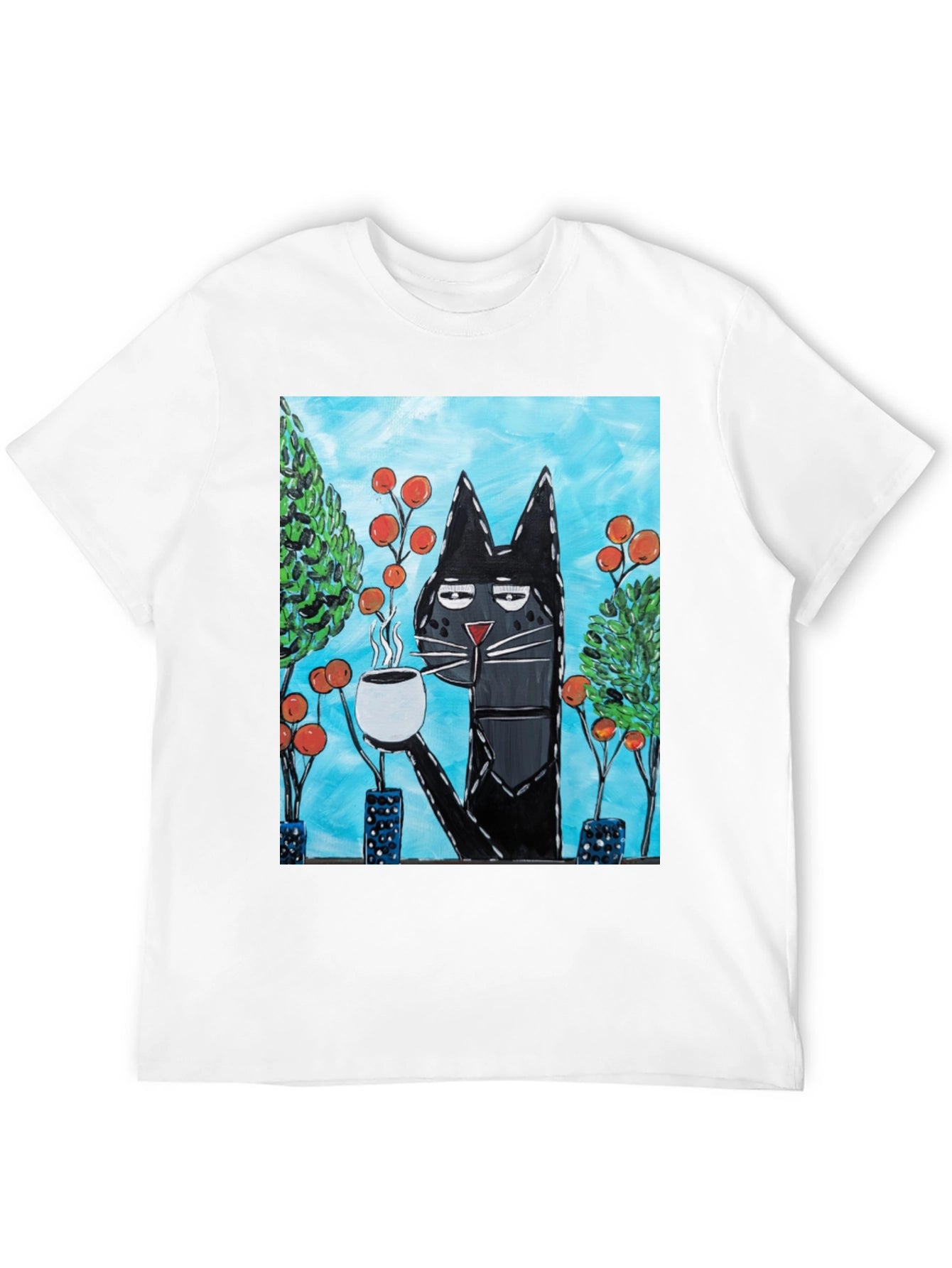 Cool Cat Sipping Coffee T-Shirt