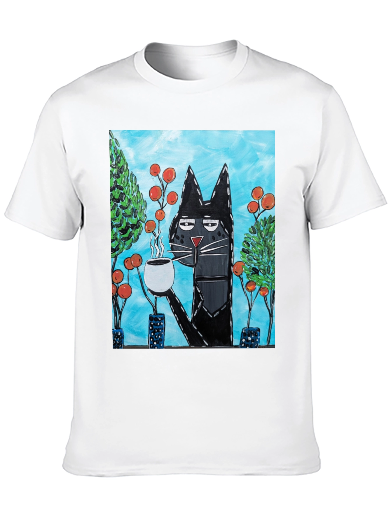 Cool Cat Sipping Coffee T-Shirt