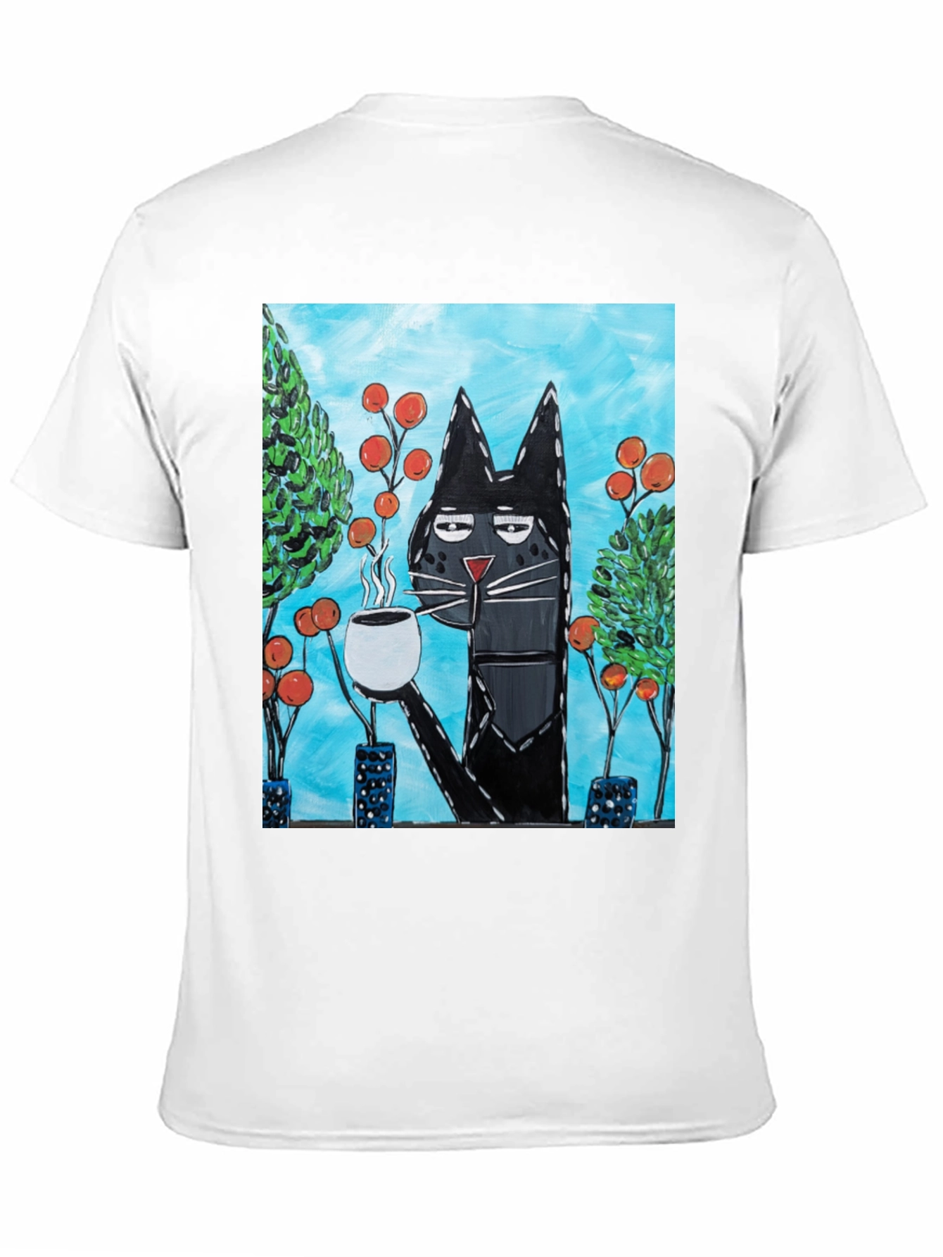 Cool Cat Sipping Coffee T-Shirt