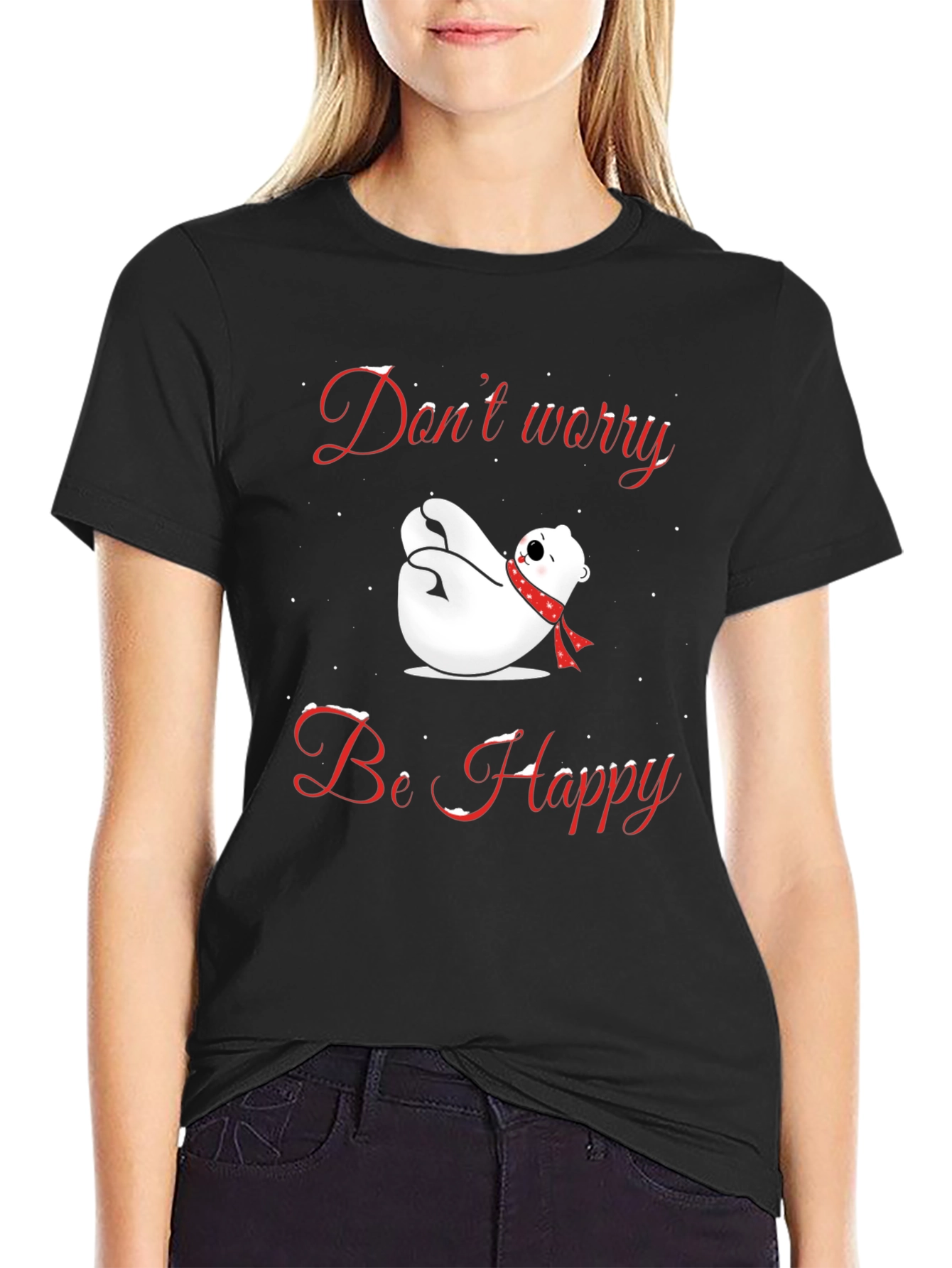 Dont Worry Be Happy Polar Bear T-Shirt