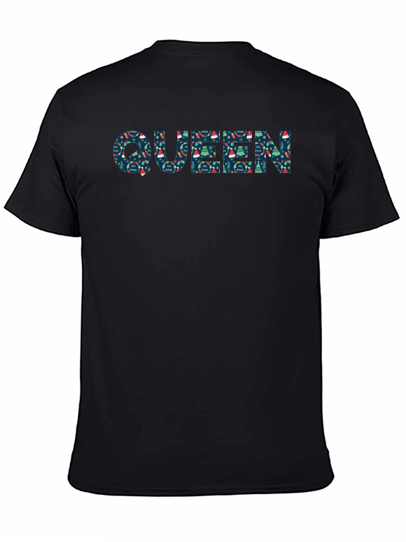 Queen Christmas Pattern Black T-Shirt