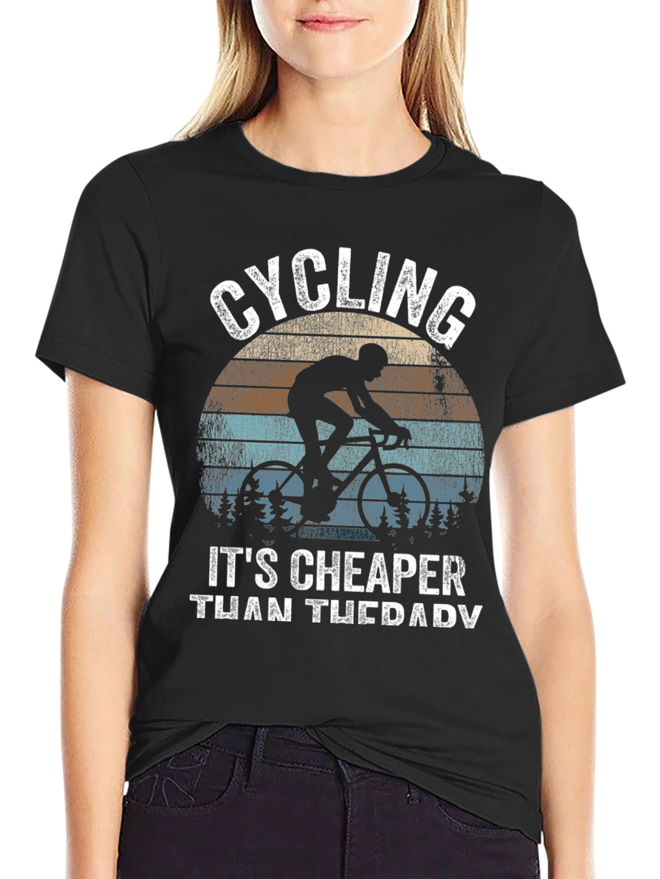 Cycling Cheaper Than Therapy Graphic T-Shirt