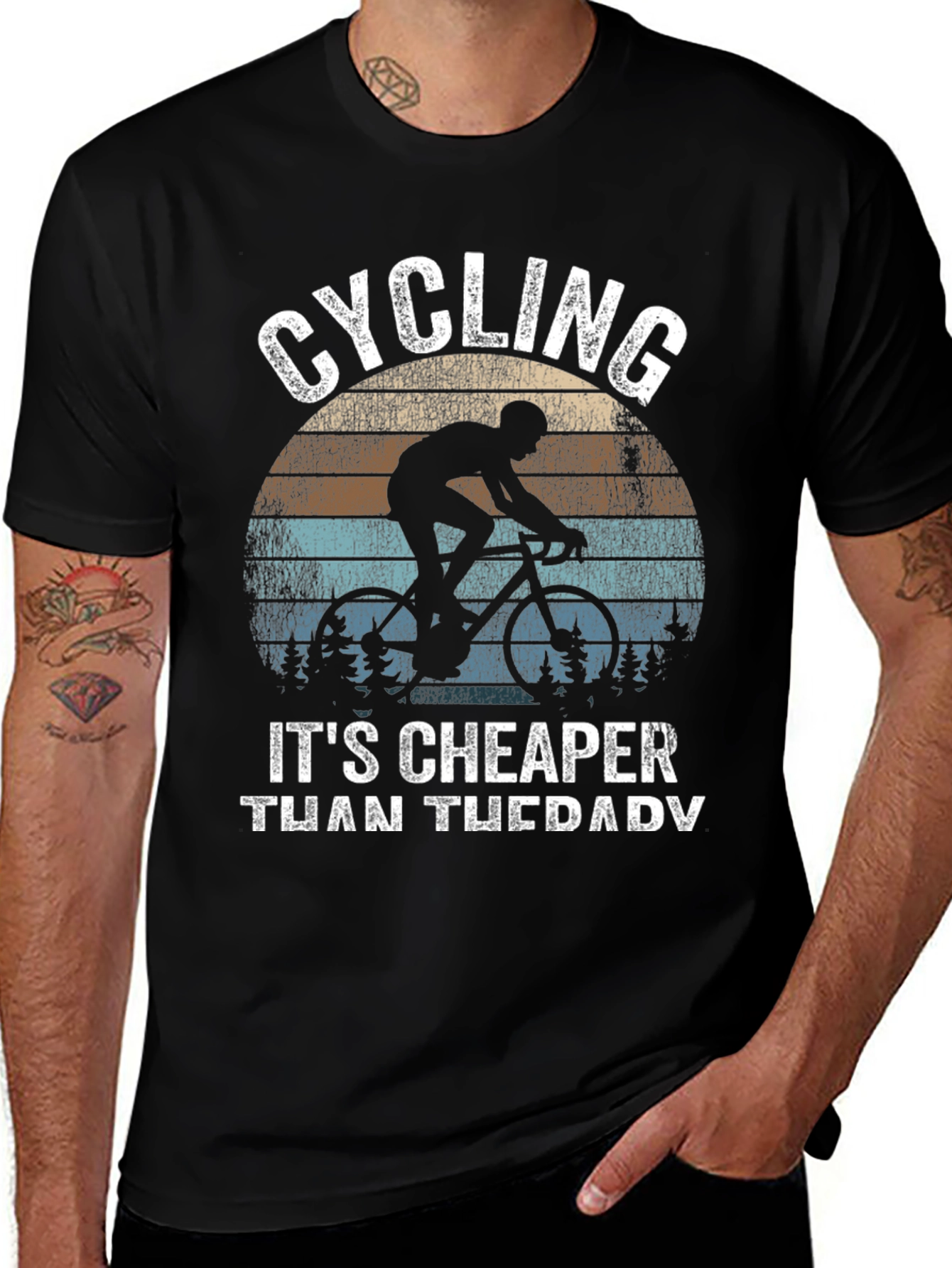 Cycling Cheaper Than Therapy Graphic T-Shirt
