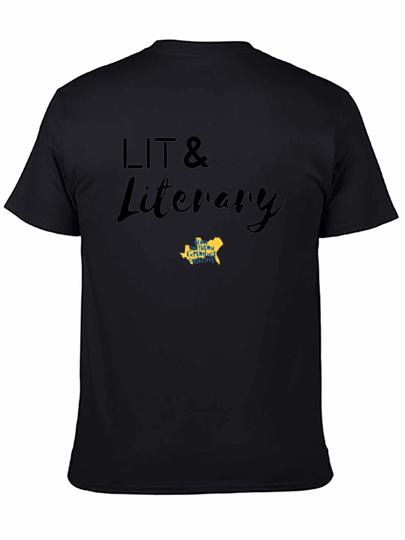 LIT & Literary Black Cotton Blend T-Shirt