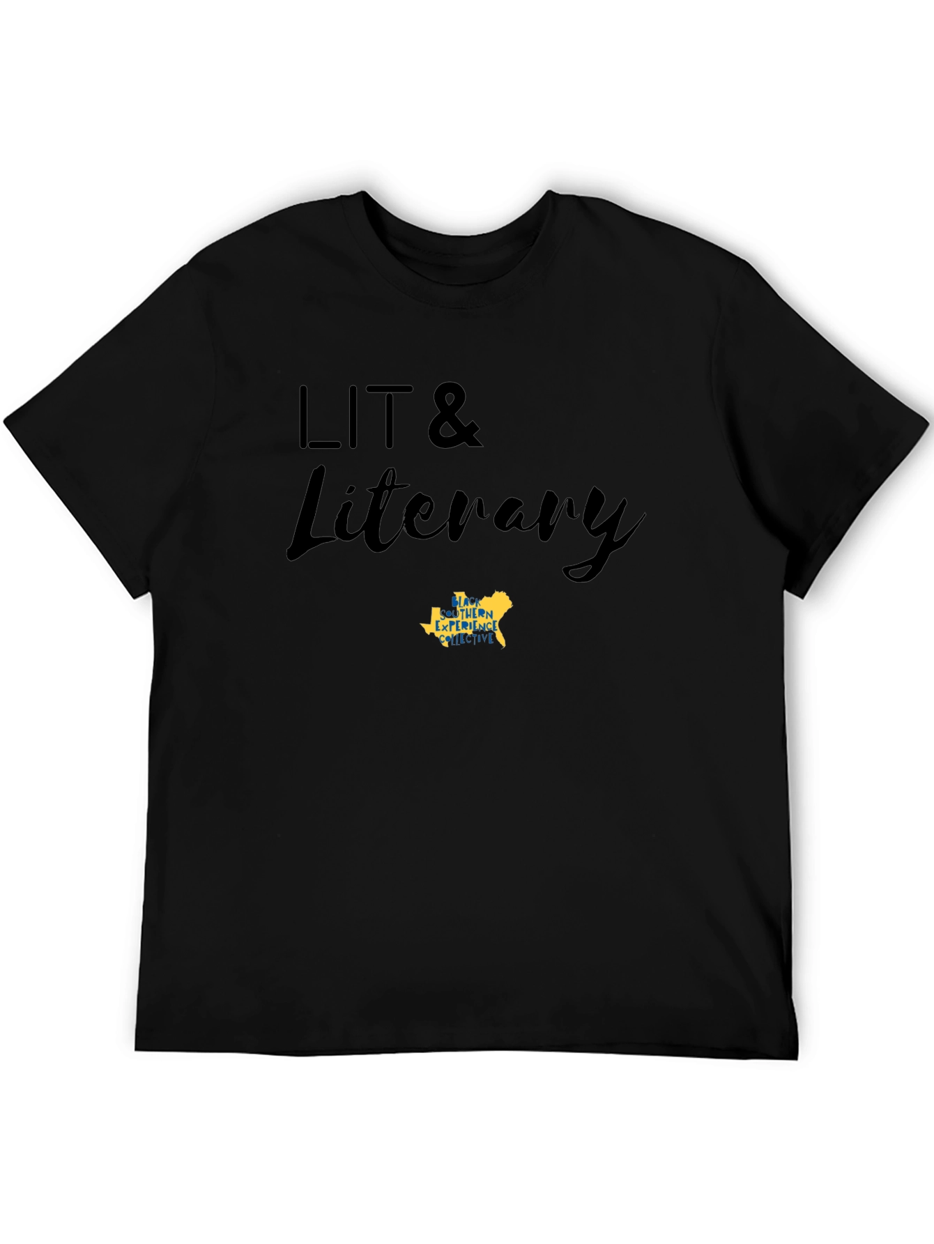 LIT & Literary Black Cotton Blend T-Shirt