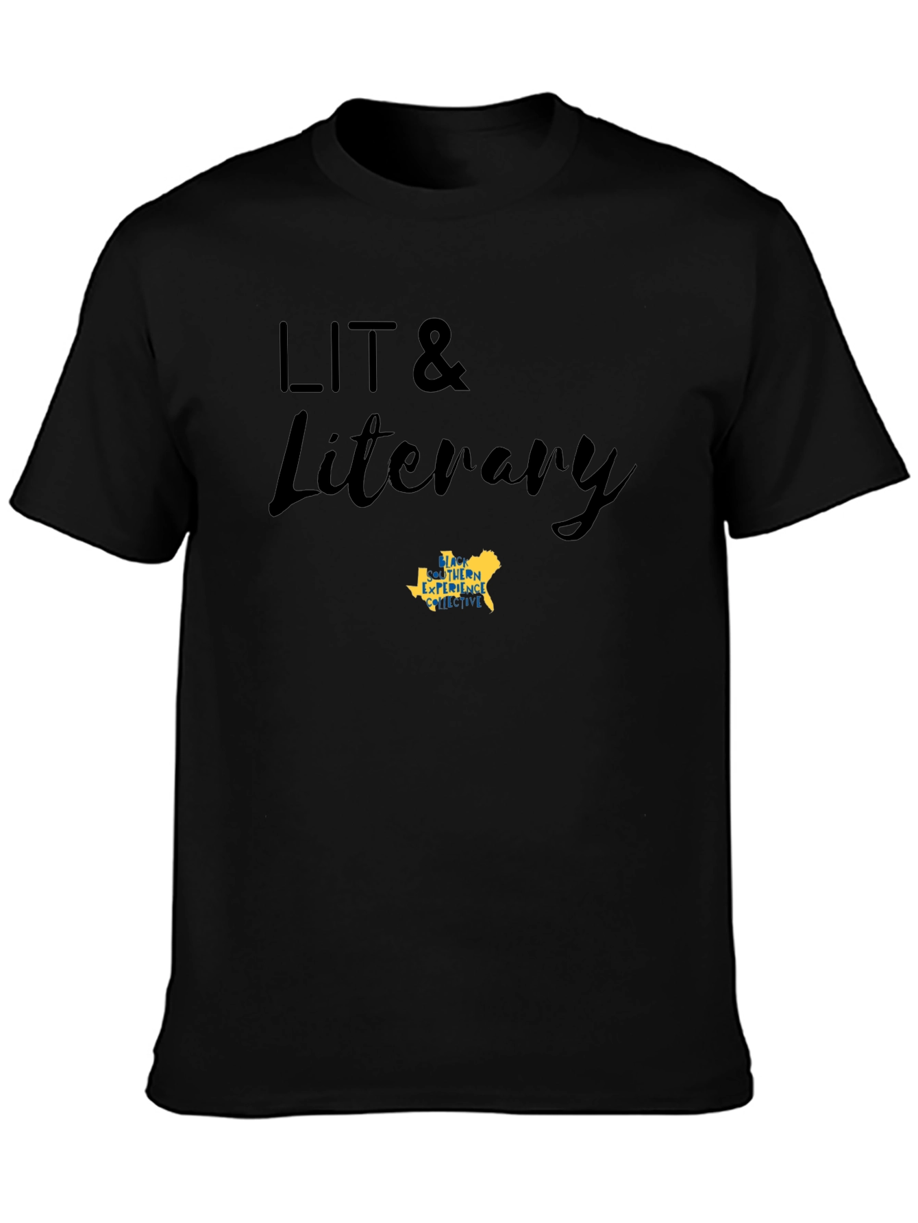 LIT & Literary Black Cotton Blend T-Shirt