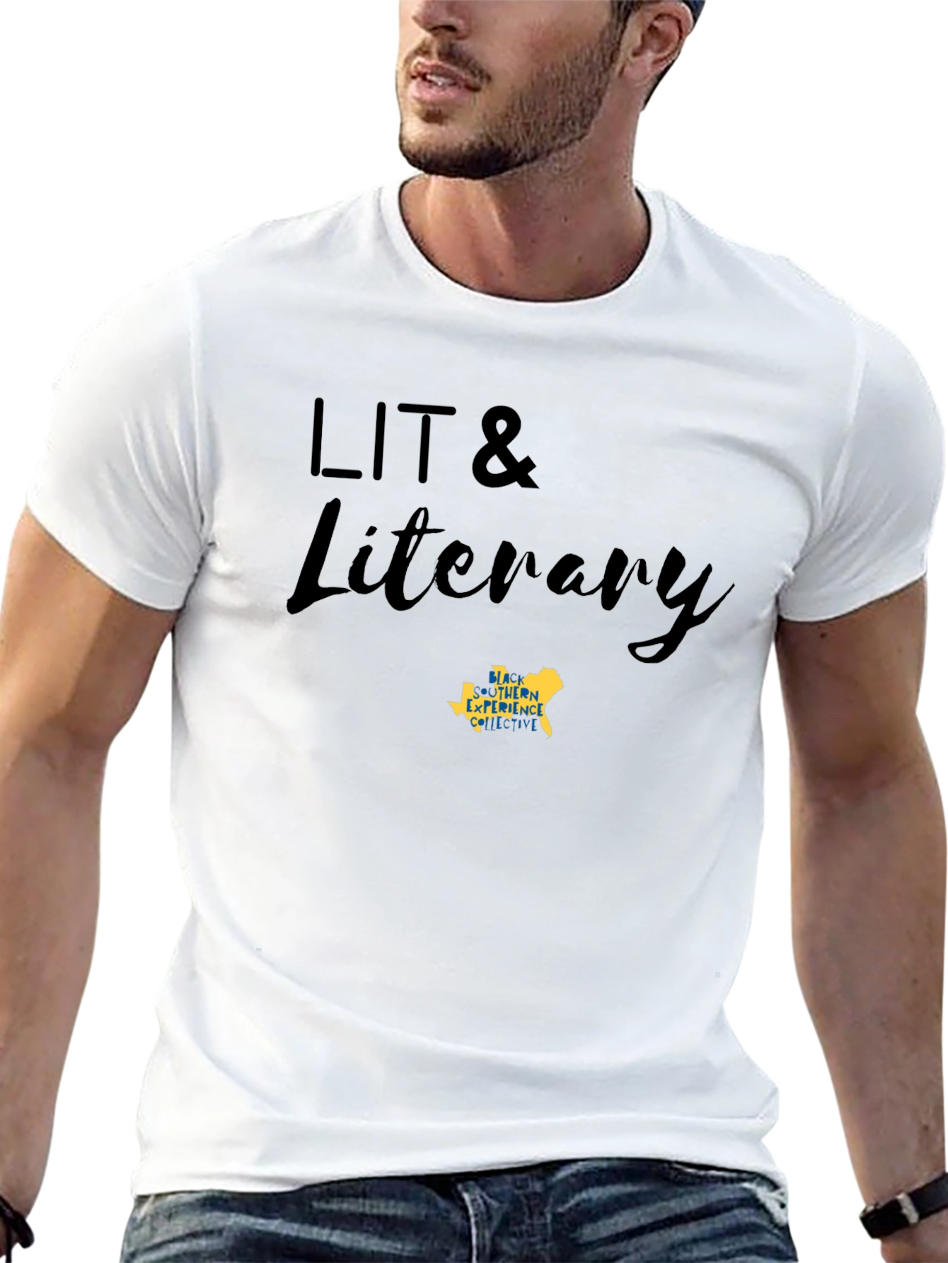 LIT & Literary Black Cotton Blend T-Shirt