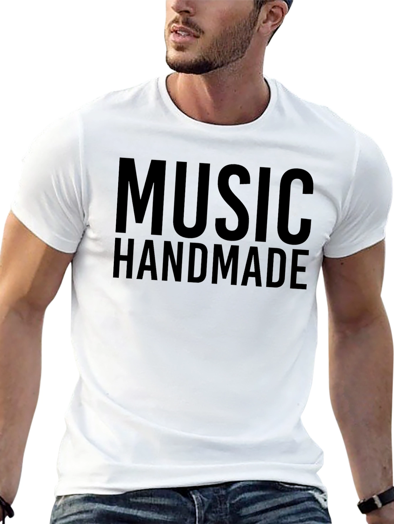 Music Handmade Graphic T-Shirt - Black Crew Neck Tee