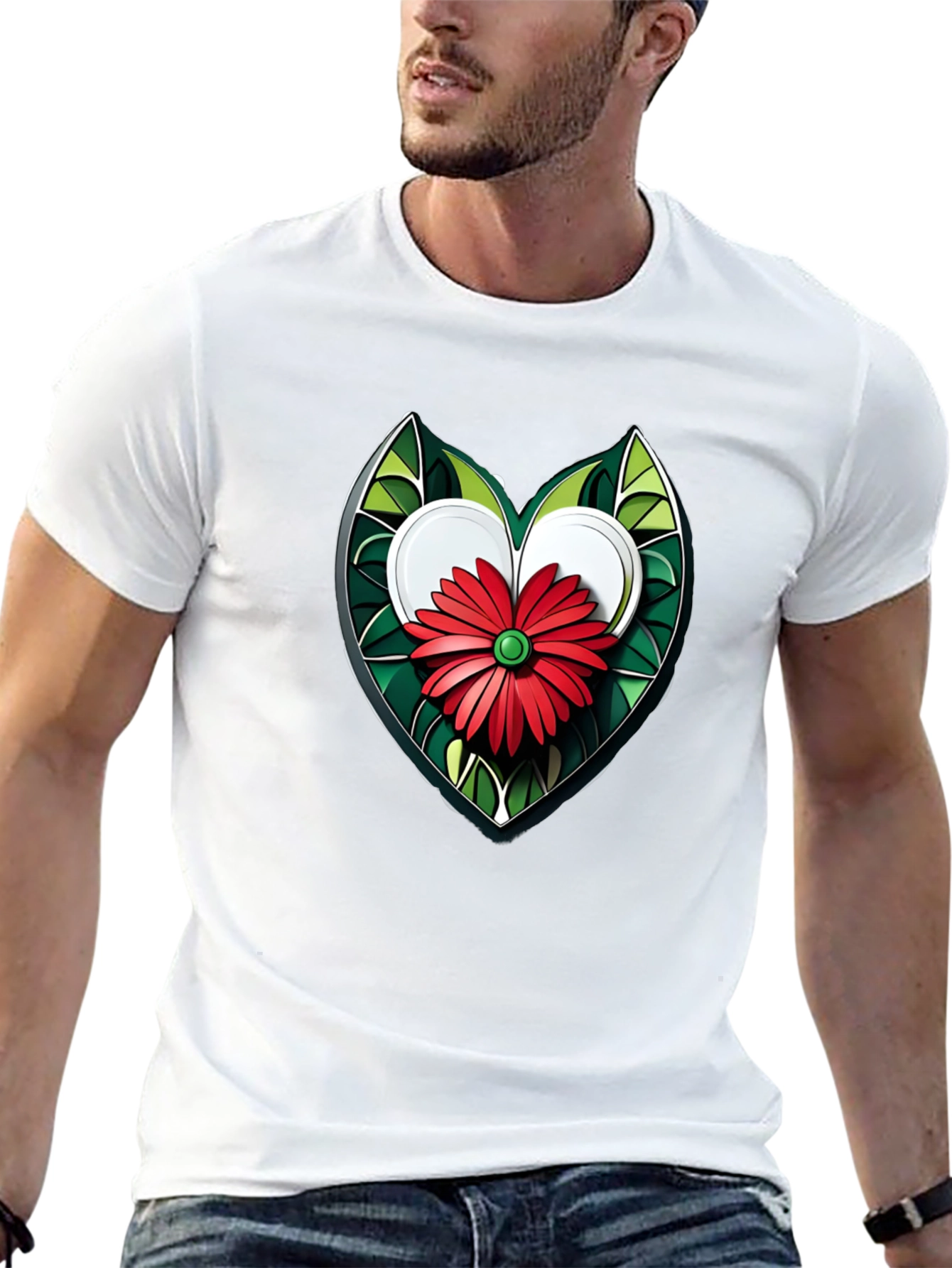 Floral Heart Graphic Tee - Stylish Unisex T-Shirt