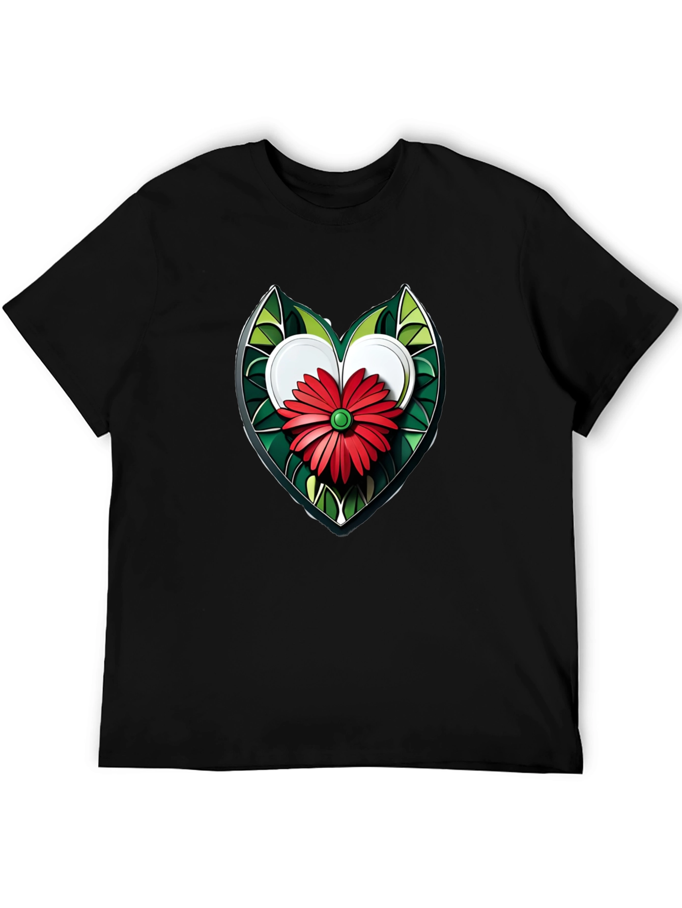 Floral Heart Graphic Tee - Stylish Unisex T-Shirt