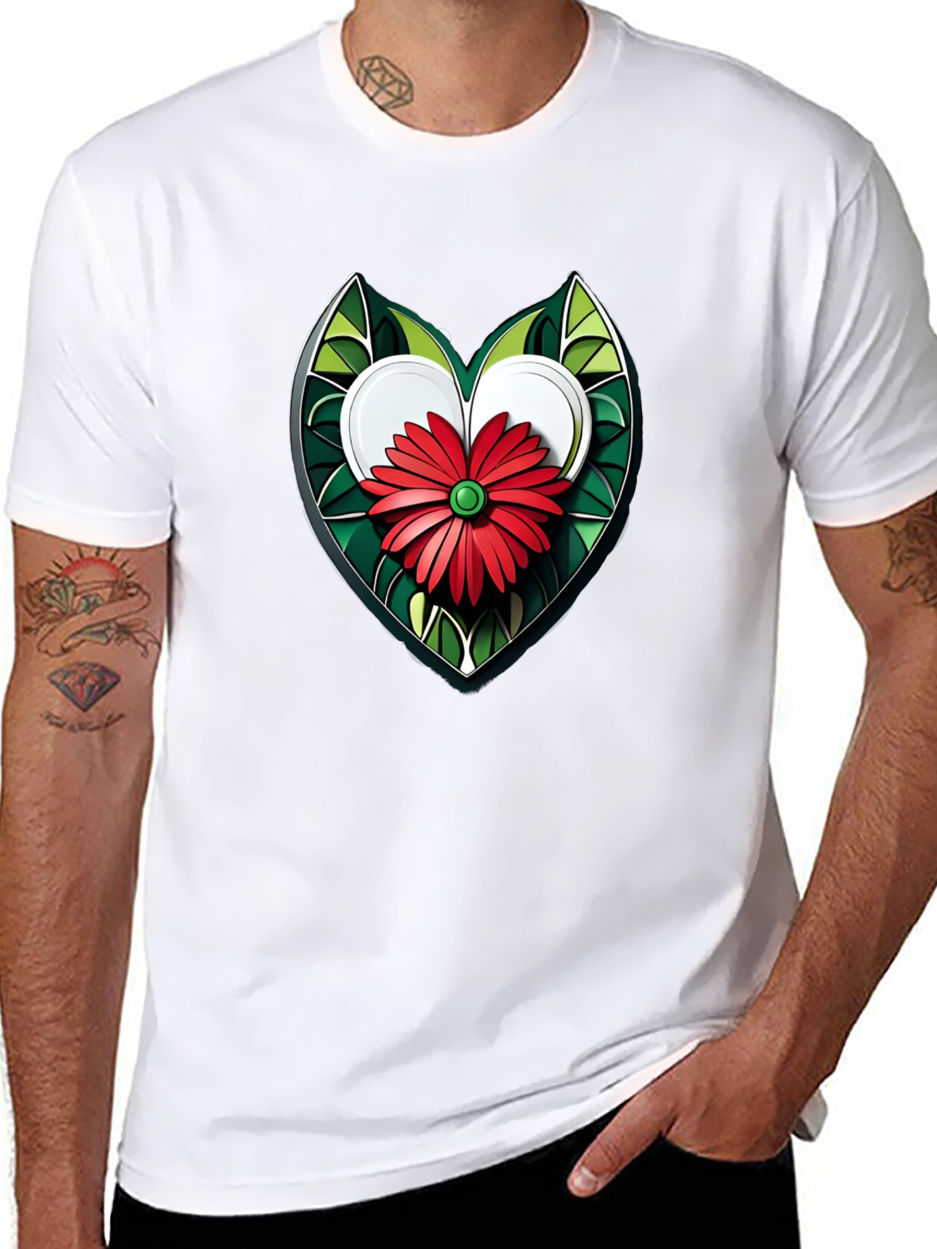Floral Heart Graphic Tee - Stylish Unisex T-Shirt
