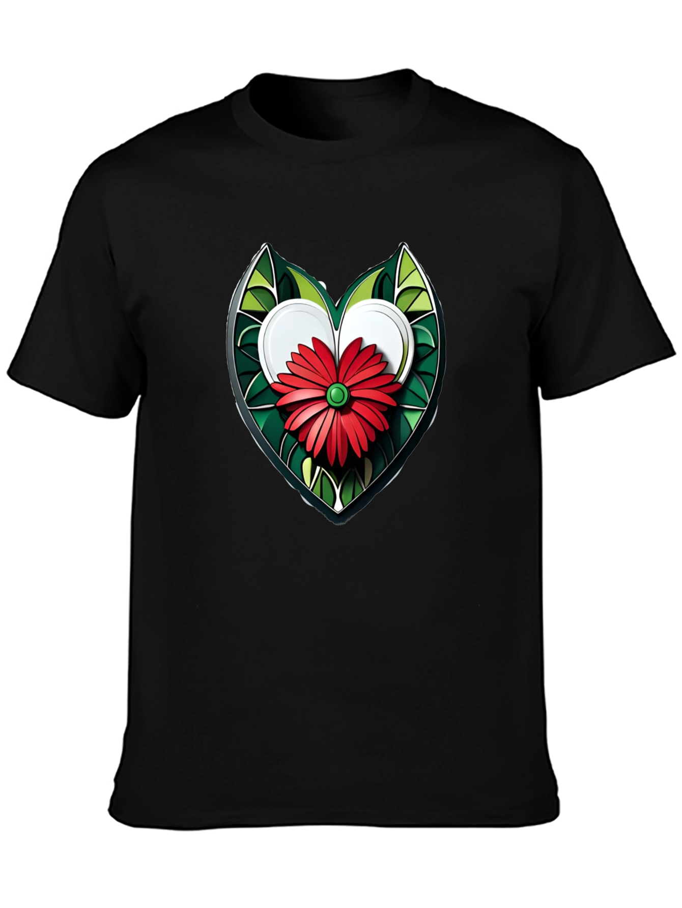 Floral Heart Graphic Tee - Stylish Unisex T-Shirt