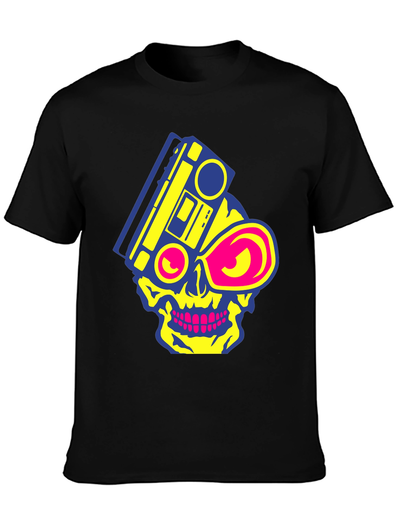 Skull Boombox Graphic Tee - Retro Music Style