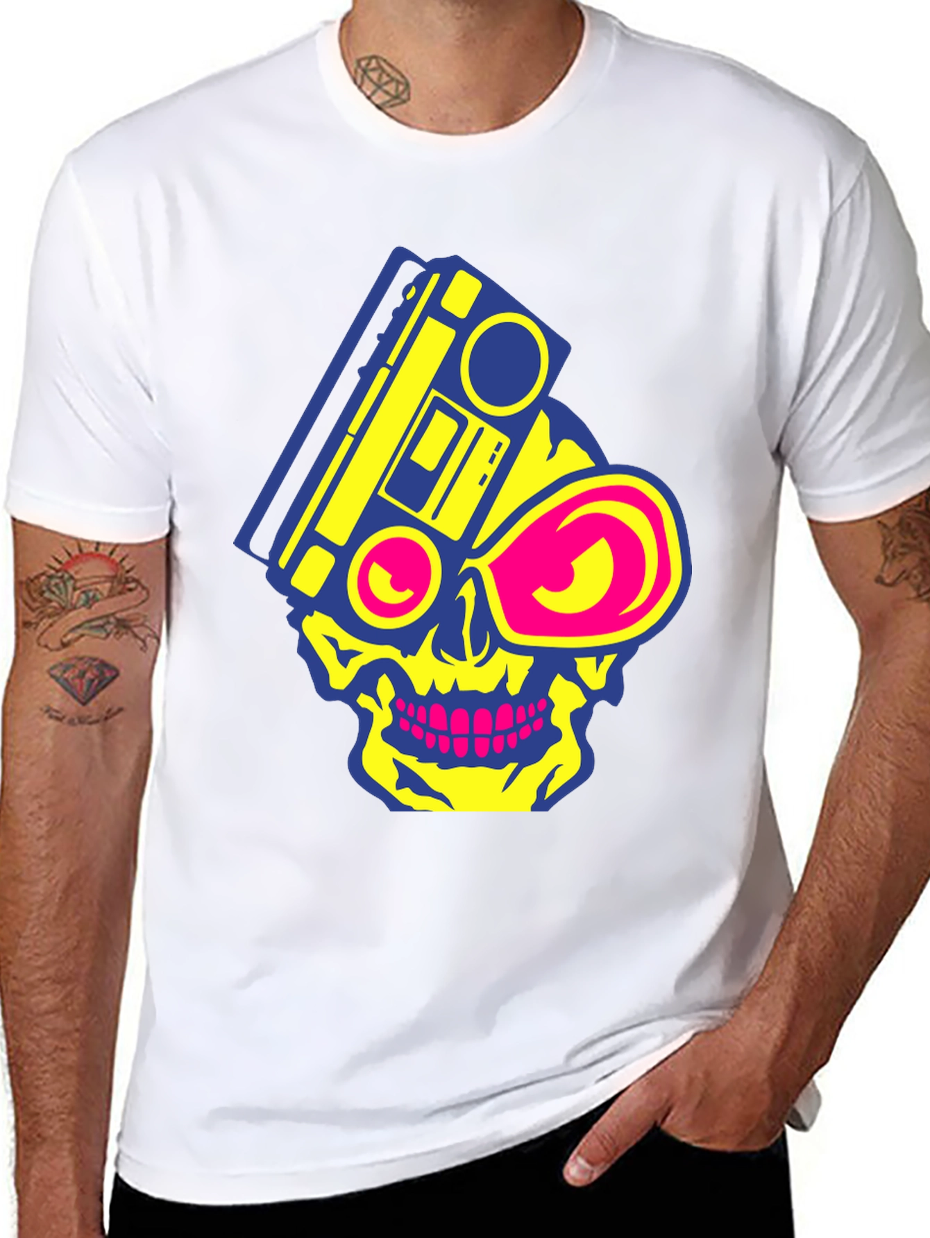 Skull Boombox Graphic Tee - Retro Music Style