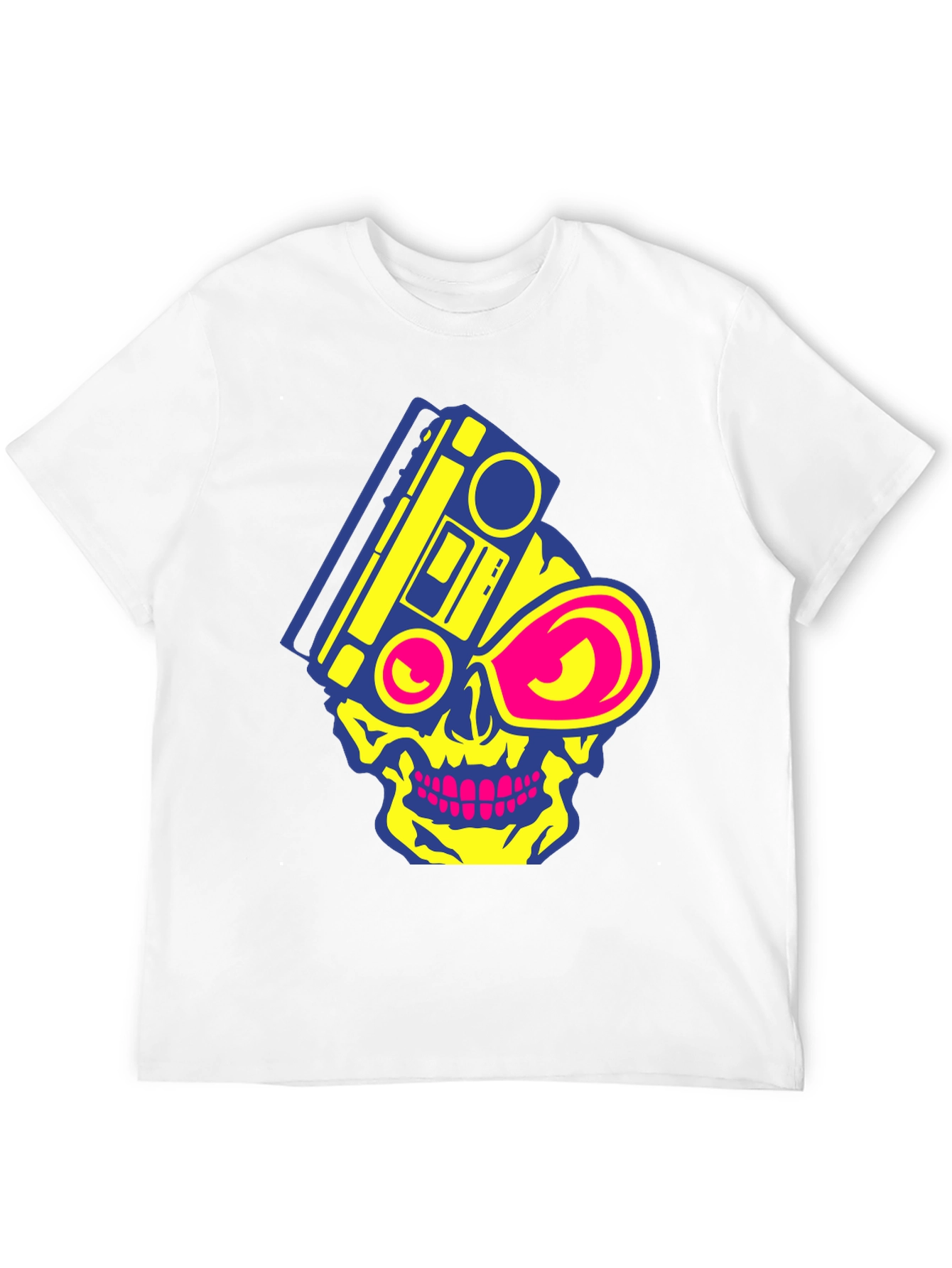 Skull Boombox Graphic Tee - Retro Music Style